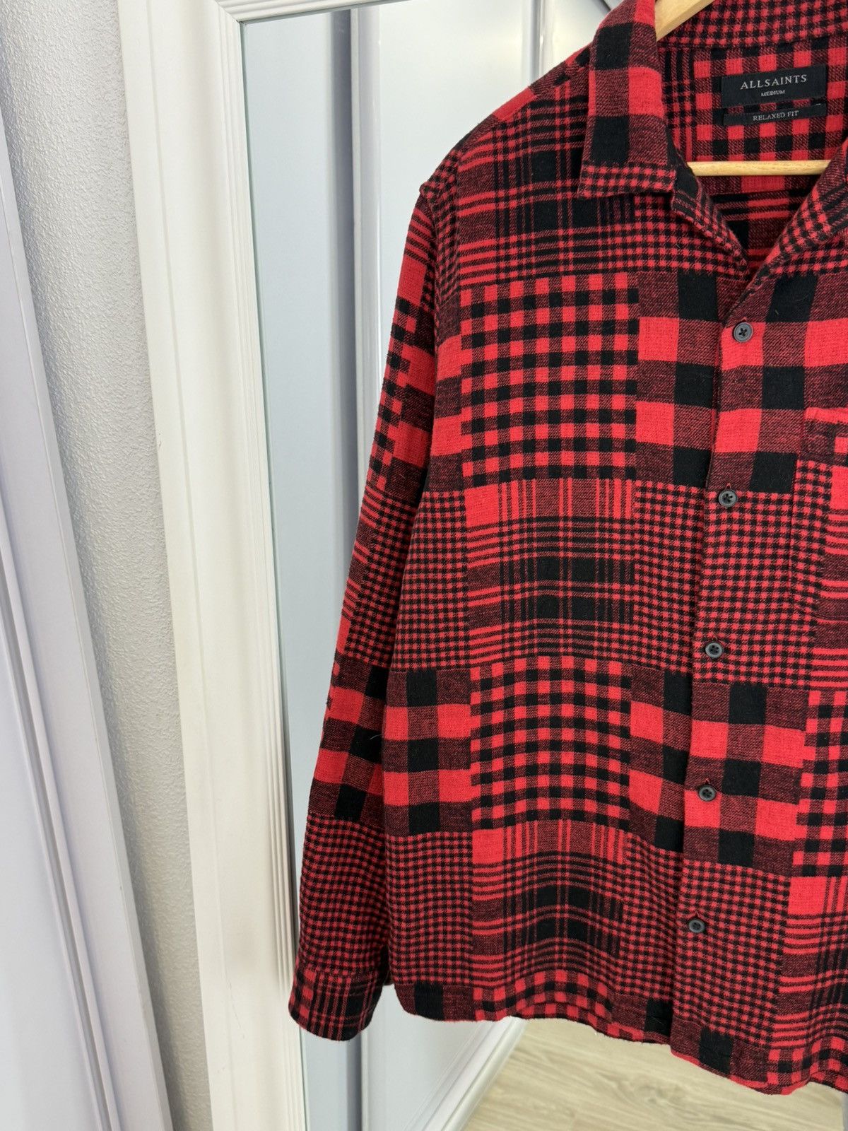 Allsaints Allsaints Brucker Shirt Plain Heavy Shirt Red/Black Size: M Size US M / EU 48-50 / 2 - 7 Thumbnail
