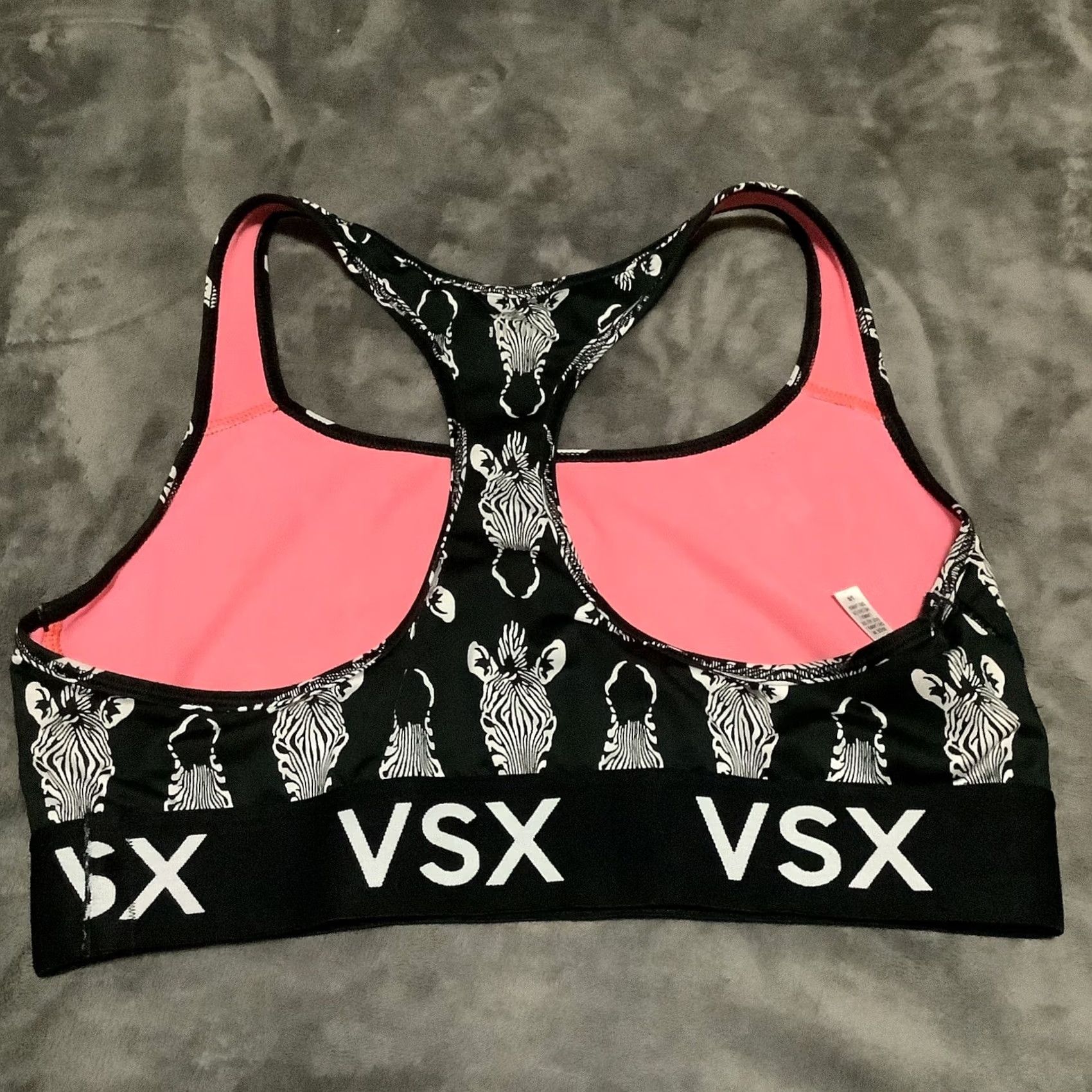 Victoria's Secret Victoria’s Secret VSX Victoria SPORT Racerback Sports Bra L Black Zebra Print Womens Size ONE SIZE - 3 Thumbnail