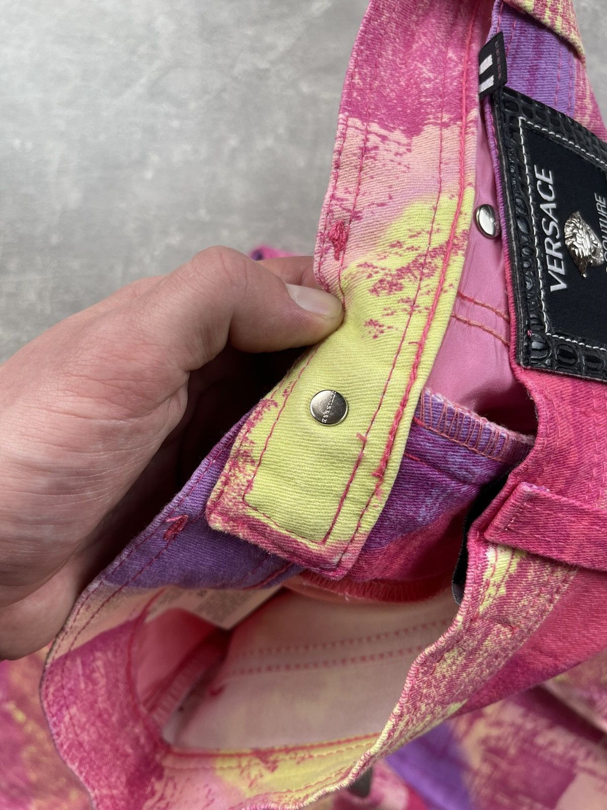 Versace Jeans Couture × Vintage Vintage Versace Jeans Couture 90s Abstract Print Denim Pants Size 29" - 17 Thumbnail