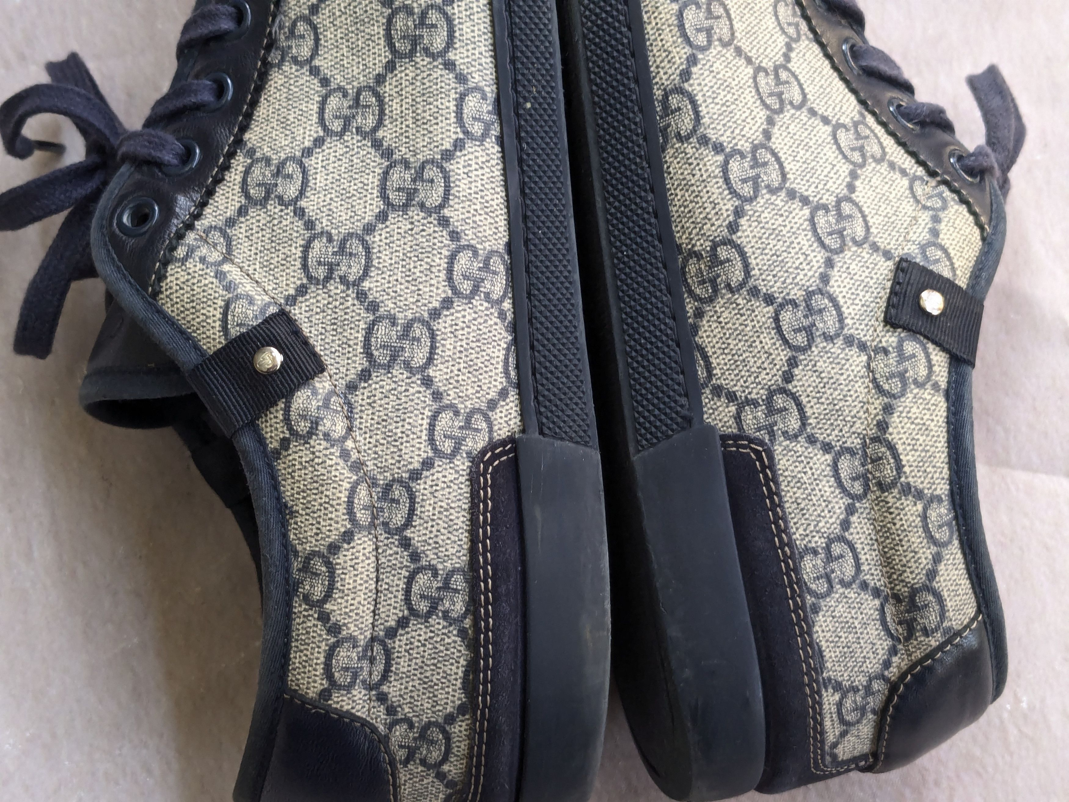 Gucci Gucci Sneakers Navy Blue Low Tops Canvas Suede Monogram Size US 10 / EU 43 - 9 Thumbnail