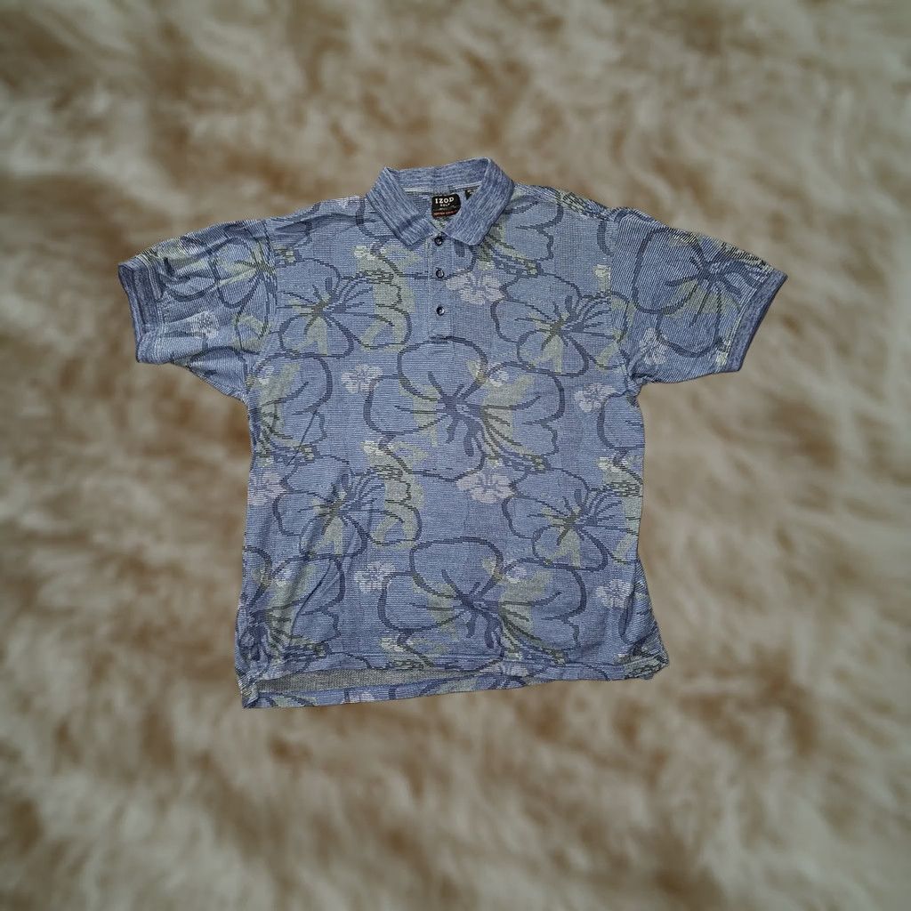 Izod IZOD Shirt Mens L Blue Golf Polo Floral Hawaiian Cotton Cool Short Sleeve Size US L / EU 52-54 / 3 - 1 Thumbnail