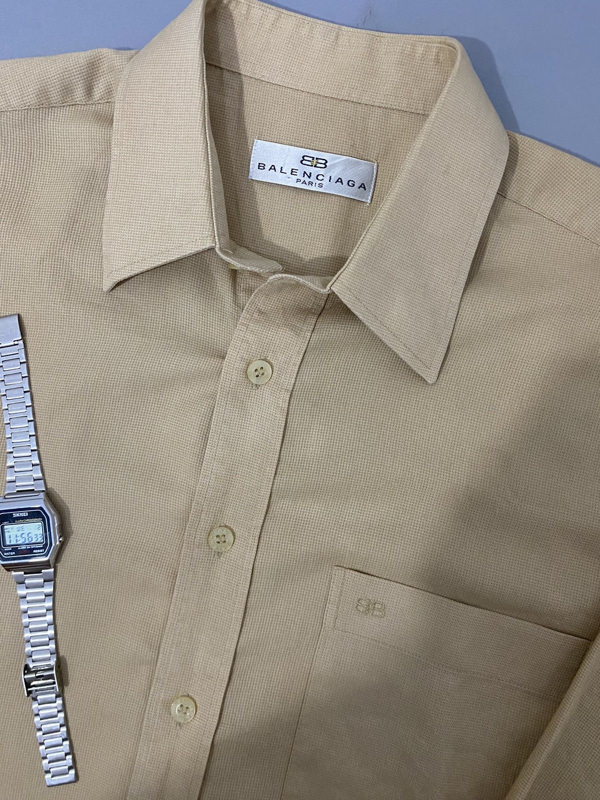 Balenciaga × Vintage 💥Cream💥Balenciaga Shirt Buttons Up Size US L / EU 52-54 / 3 - 8 Thumbnail