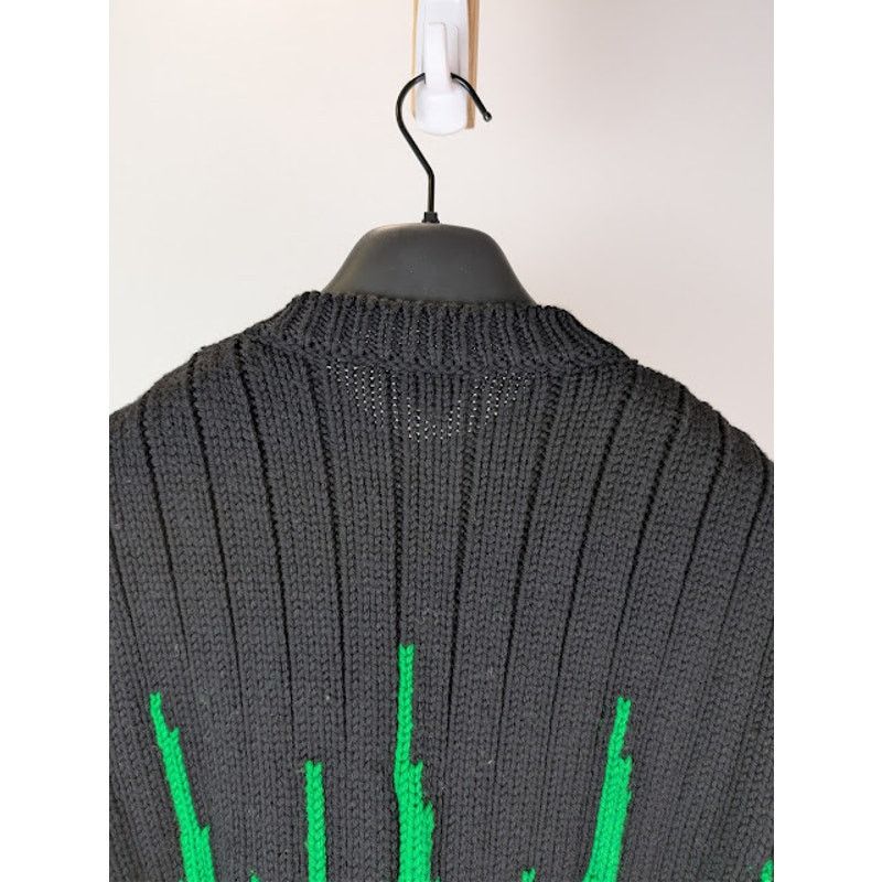 Bottega Veneta o1rshd1 Heavyweight Wool Graphic Knit Sweater Parakeet/Black Size US L / EU 52-54 / 3 - 15 Thumbnail