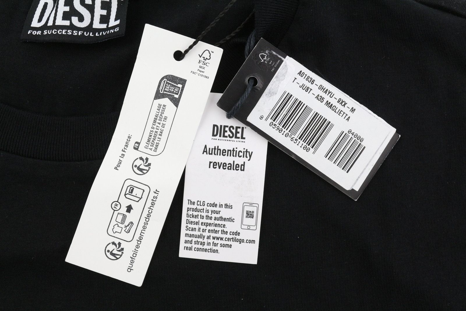 Diesel T-JUST-A35 M Black Crew Front Logo T-Shirt 41183 Size US M / EU 48-50 / 2 - 8 Thumbnail
