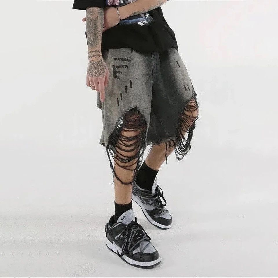 Vintage Streetwear Washed Ripped Hip Hop Retro Shorts Size US 34 / EU 50 - 4 Thumbnail