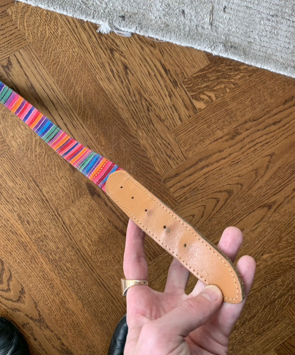 Japanese Brand × Vintage 90s Vintage Guatemala Fabric Belt Hippy Boho Rainbow XL USA Size ONE SIZE - 5 Thumbnail