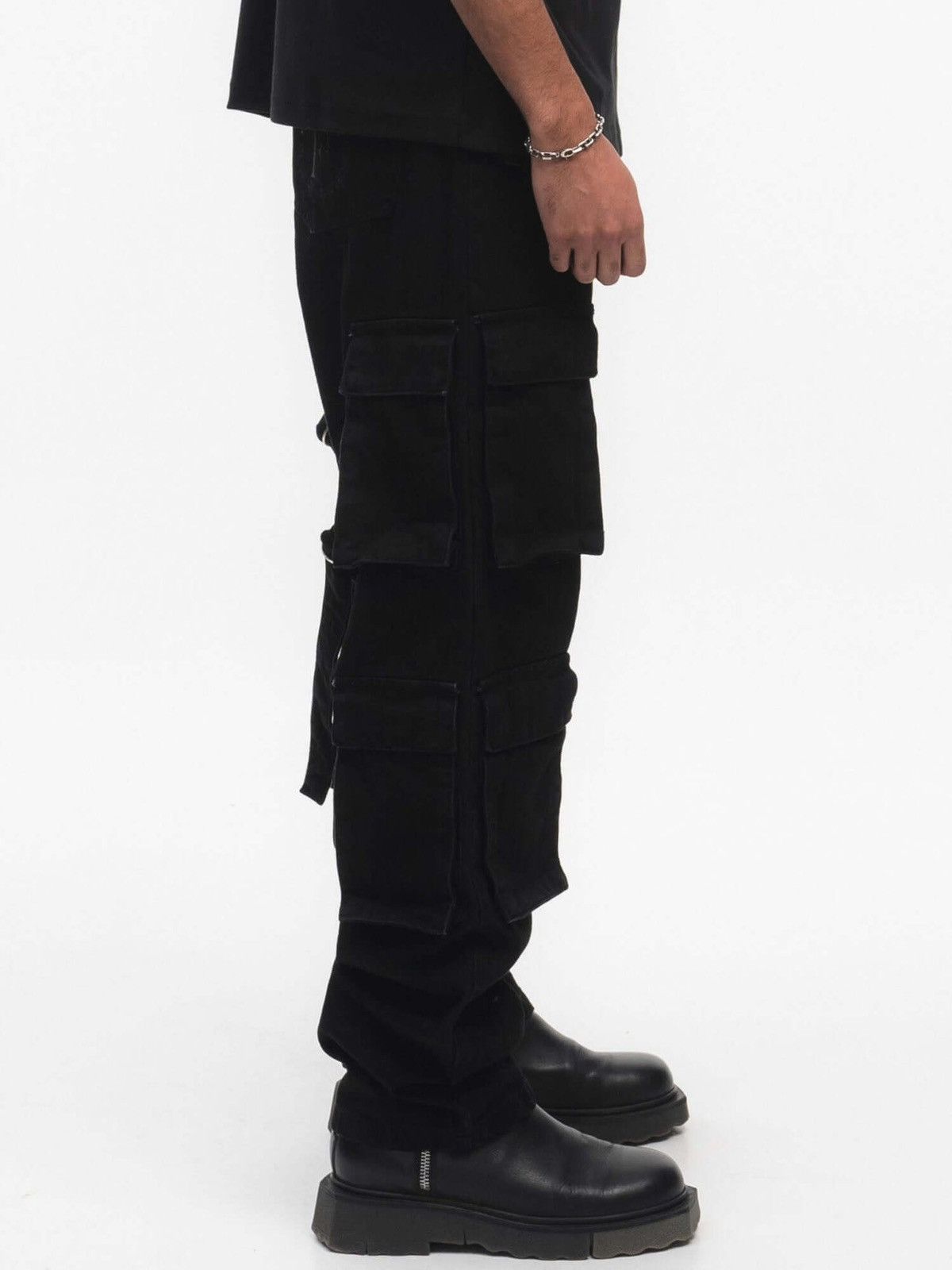 Other Finelli Mens Black Multi-Pocket Strap Utility Jeans RRP $160 Size US 32 / EU 48 - 8 Thumbnail