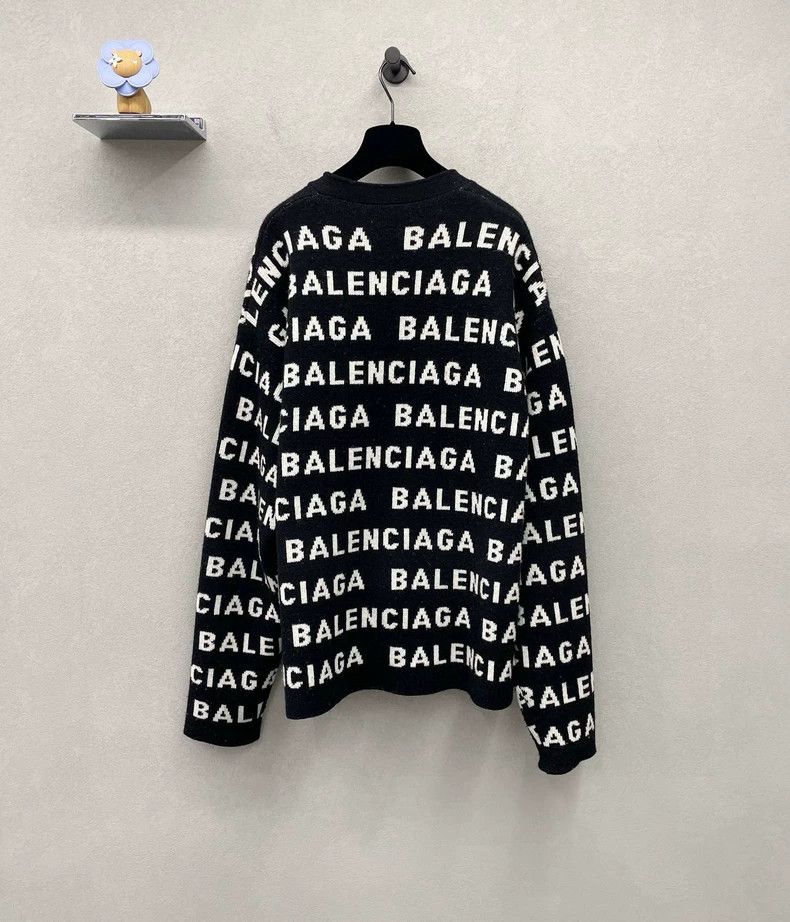 Balenciaga Balenciaga Black Full Print Logo Knit Cardigan Size S / US 4 / IT 40 - 2 Thumbnail
