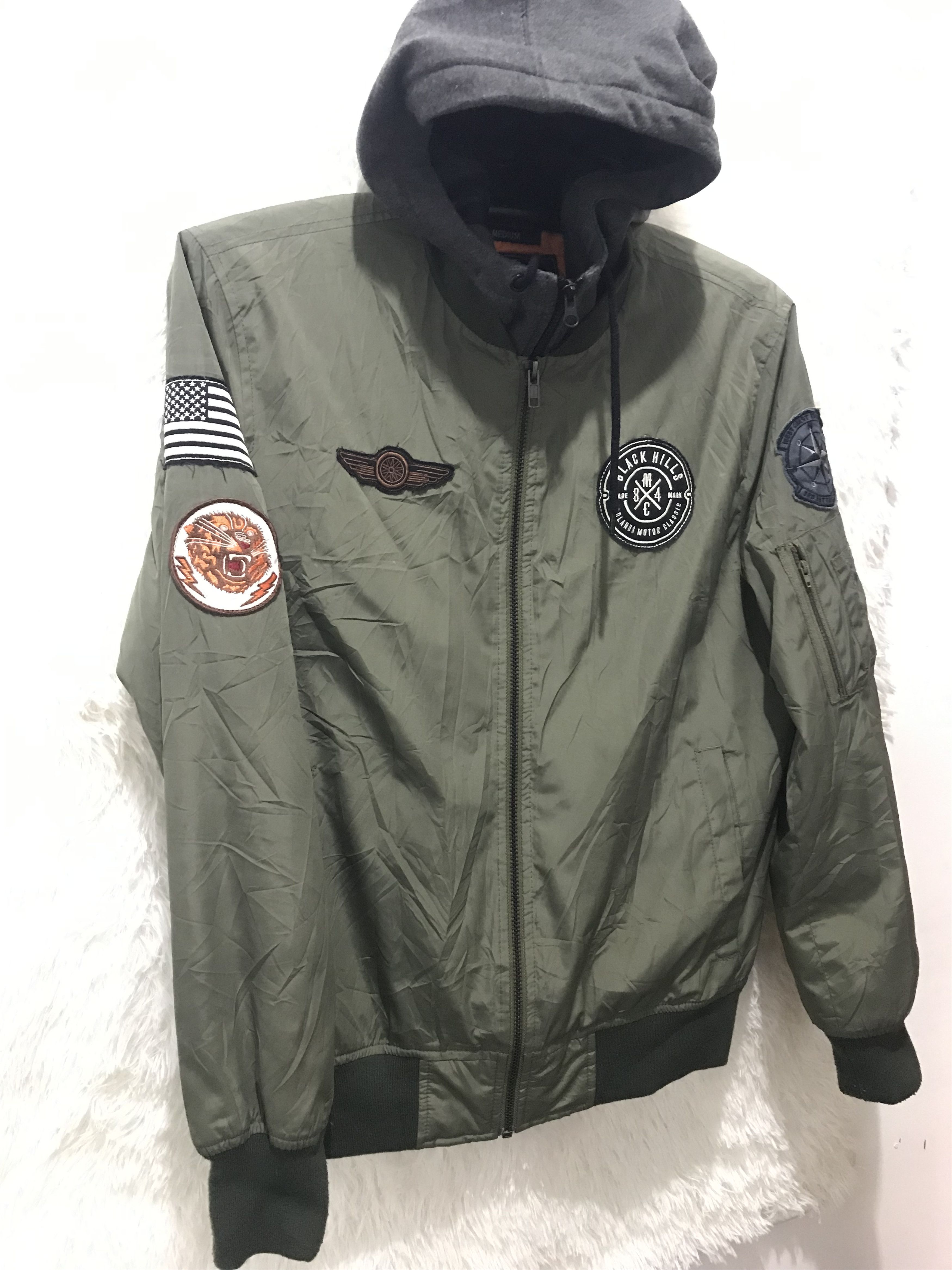 American Rag AMERICAN RAG Bomber Quilted Jacket Patches Hood Size US M / EU 48-50 / 2 - 1 Thumbnail