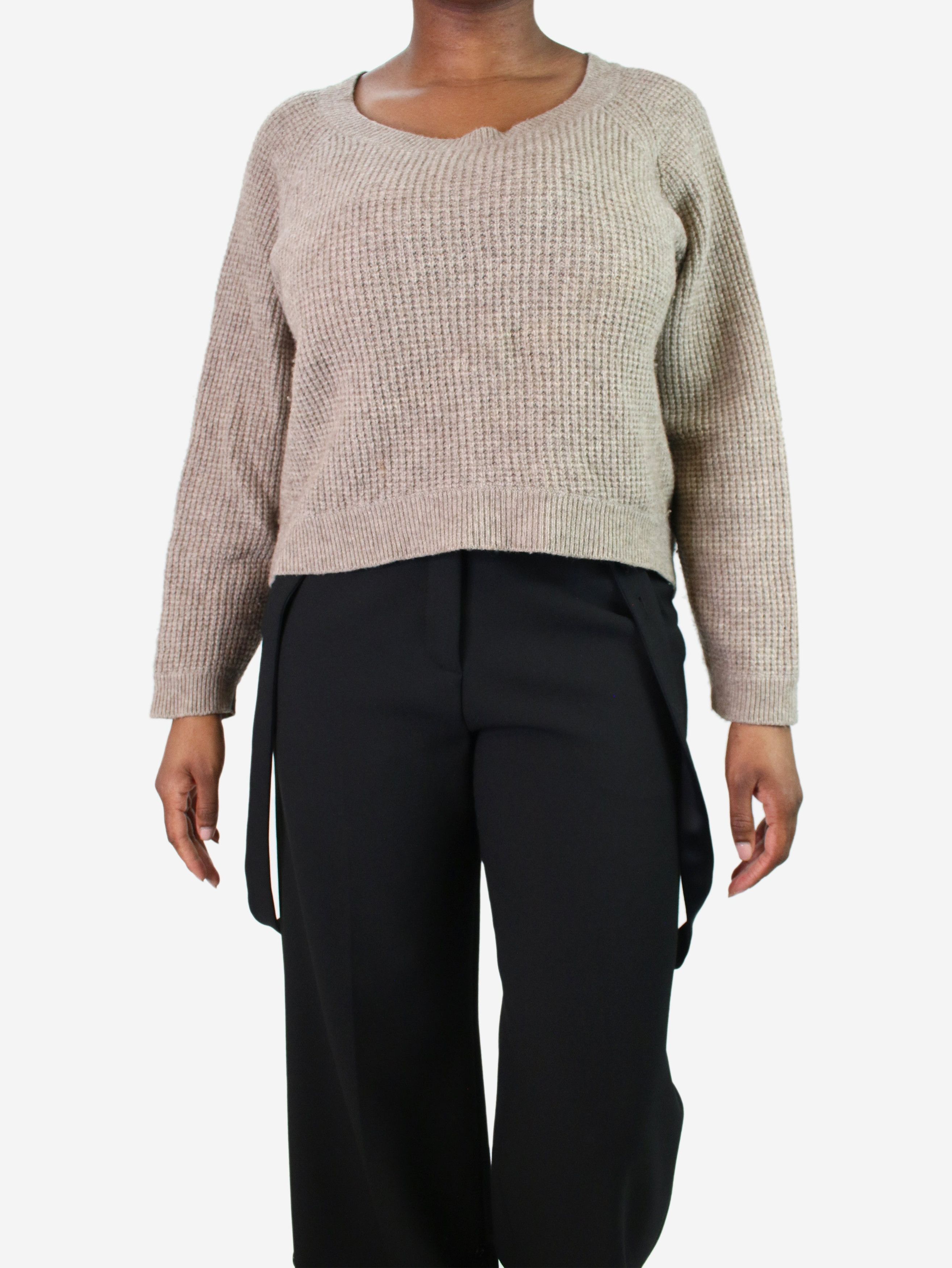 image of Vince Neutral Wool-Blend Jumper - Size L, Women's