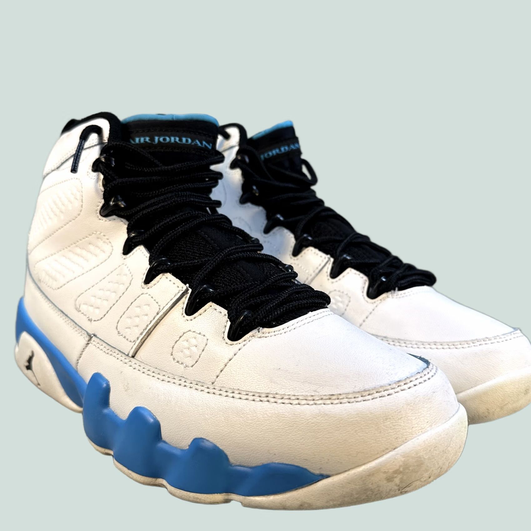 Jordan Brand Jordan 9 Retro Powder Blue Sneakers Men 9.5 2024 Summit White Black Dark Powder Blue Leather Athletic Size US 10 / EU 43 - 1 Thumbnail