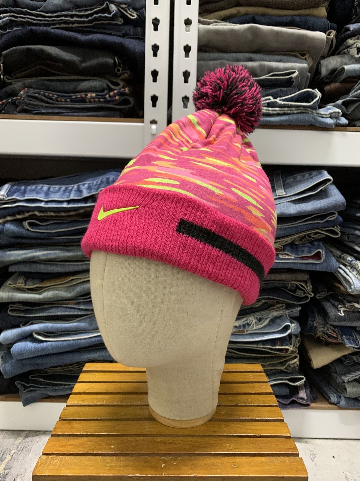 Vintage Y2K Nike Snow Cap Multicolour Beanie Hat