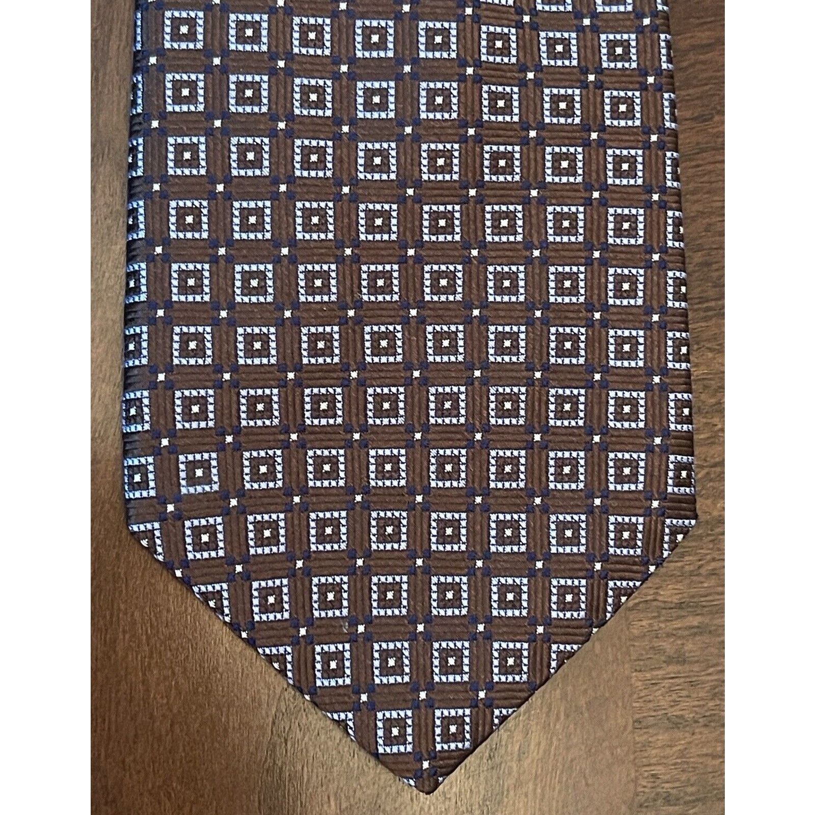 Other HSM Brown Blue 100% Imported Silk Men’s Neck Tie Made In Usa Size ONE SIZE - 1 Thumbnail