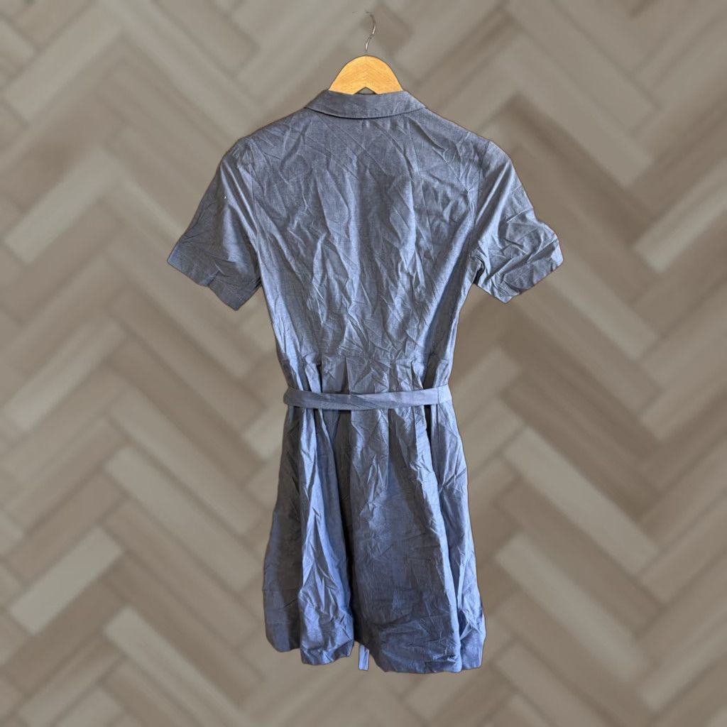 Boden Boden Blue Short Sleeve Button Up Shirt Dress 2 Regular Linen Women Size XS / US 0-2 / IT 36-38 - 1 Thumbnail