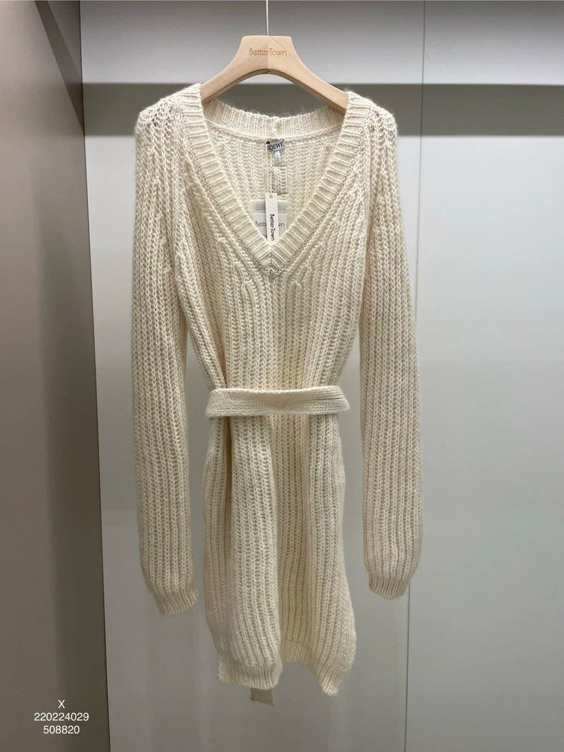 Loewe LOEWE Beige alpaca V-neck sweater dress XS Size XS / US 0-2 / IT 36-38 - 1 Thumbnail