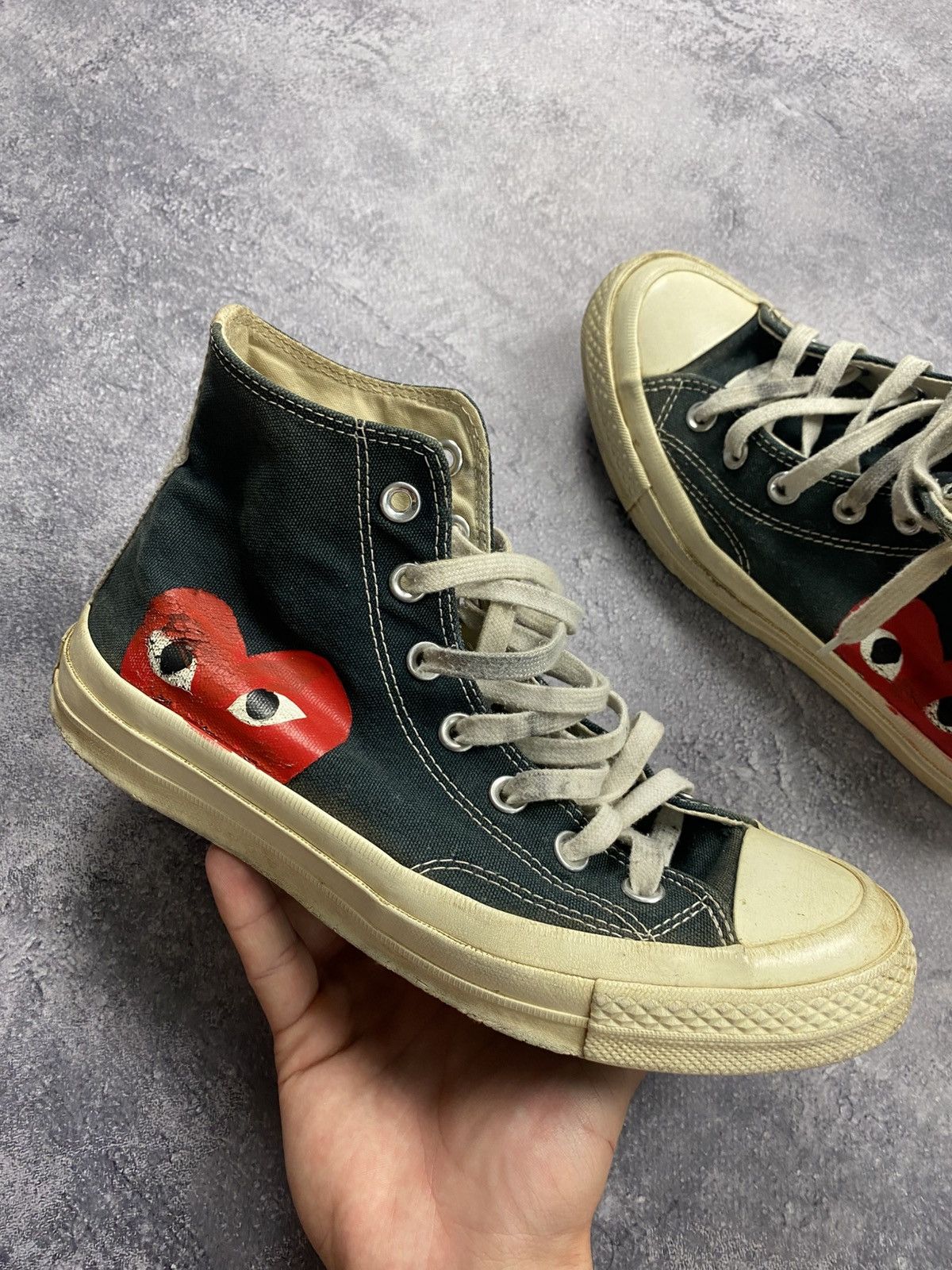 Comme des Garcons Comme Des Garçons Converse High Top Black Heart Sneakers Size US 6 / EU 39 - 7 Thumbnail