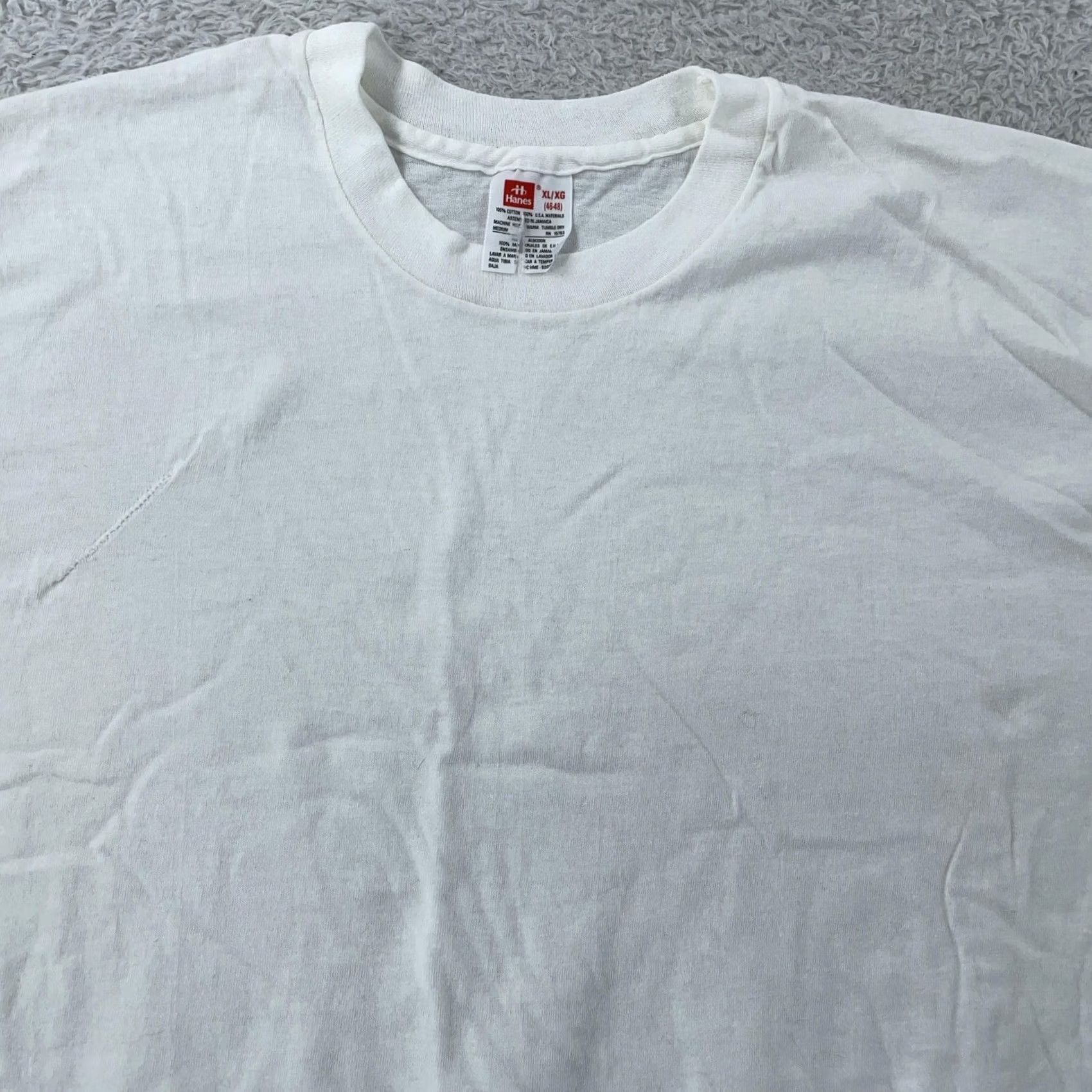 Hanes VINTAGE Hanes Shirt Men M White Crew Neck Short Sleeve Cotton Basic Tee Size US M / EU 48-50 / 2 - 2 Thumbnail