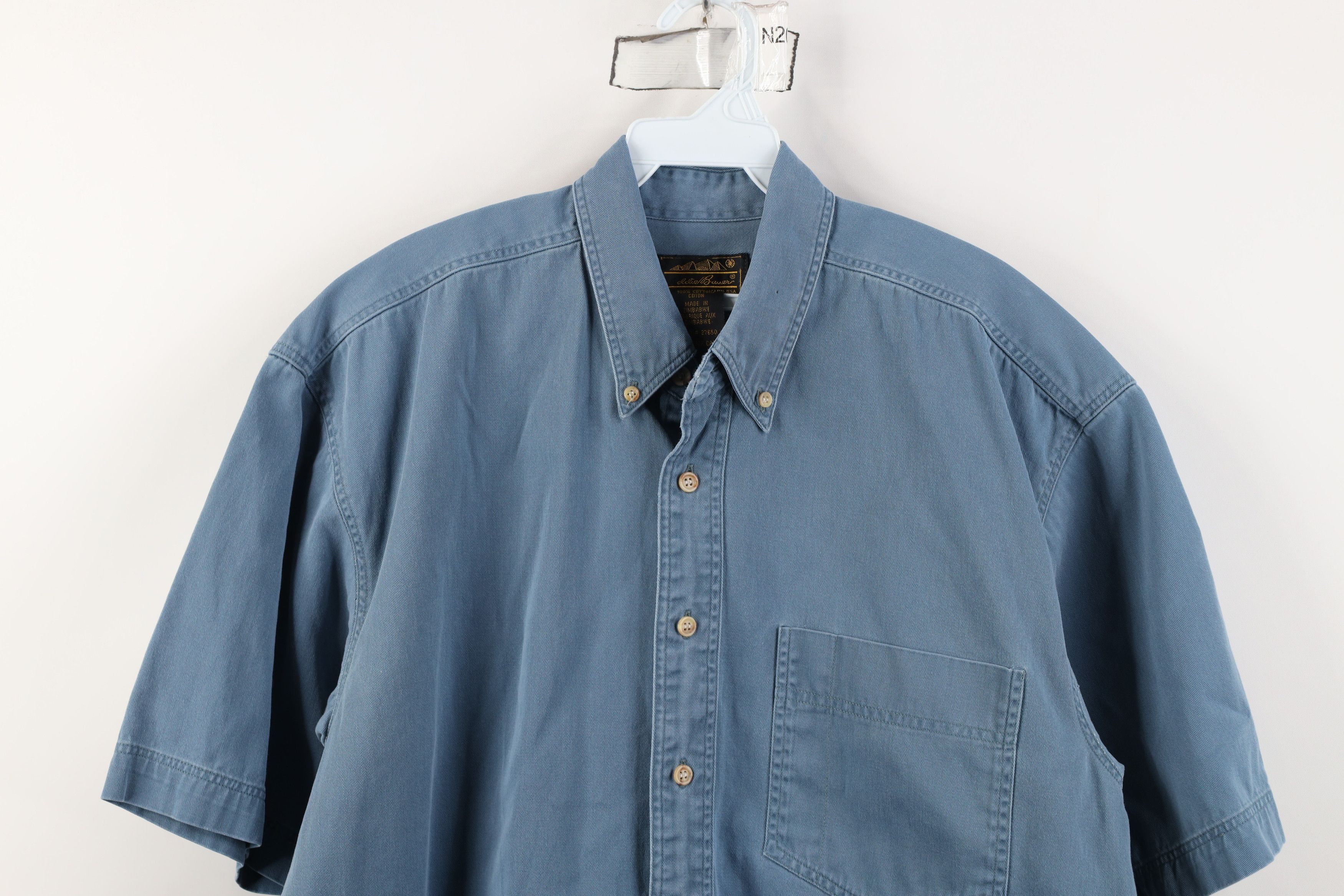 Eddie Bauer Vintage 90s Eddie Bauer Stonewash Twill Button Down Shirt Size US L / EU 52-54 / 3 - 2 Thumbnail