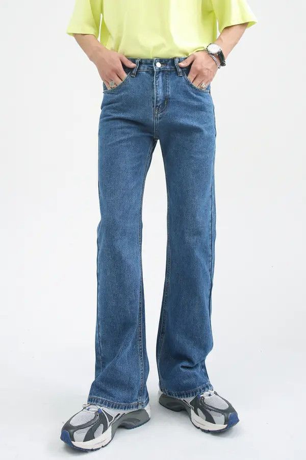 Japanese Brand Japanese dark blue all-match wide-leg washed flared jeans Size US 32 / EU 48 - 1 Thumbnail