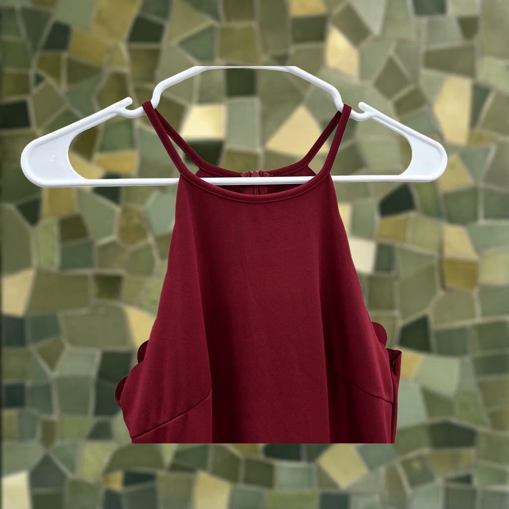 Vintage Womens Unbranded Dress Halter Top Scallop Cut Red Size Medium Dress Red Sleeveless A-Line Zipper back Womens XS? Size M / US 6-8 / IT 42-44 - 1 Thumbnail