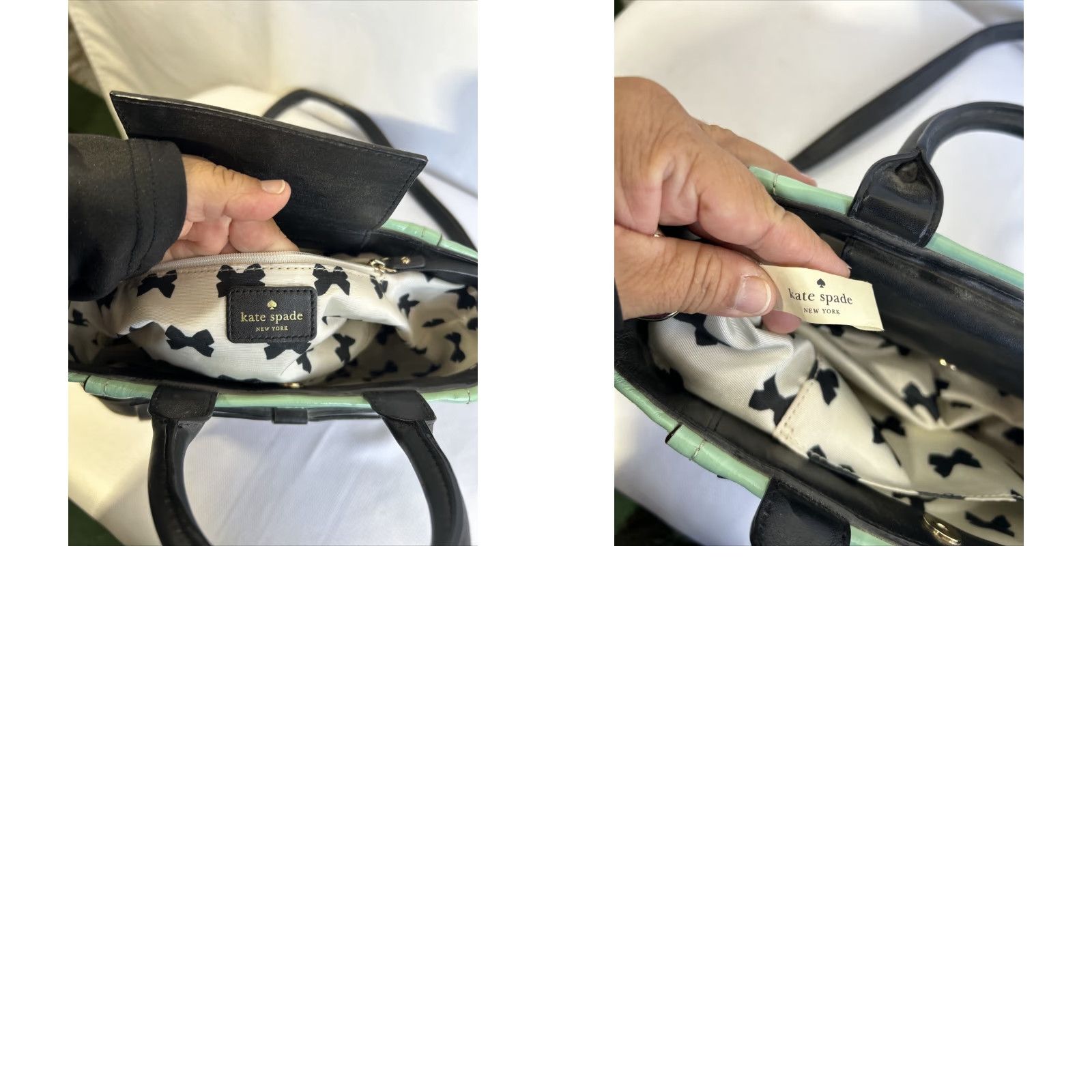 Vintage kate spade new york CHELSEA PARK Bag PATENT LEATHER GIGI Mint Green Black Crossbody Ladies Medium Bag Size M / US 6-8 / IT 42-44 - 8 Thumbnail