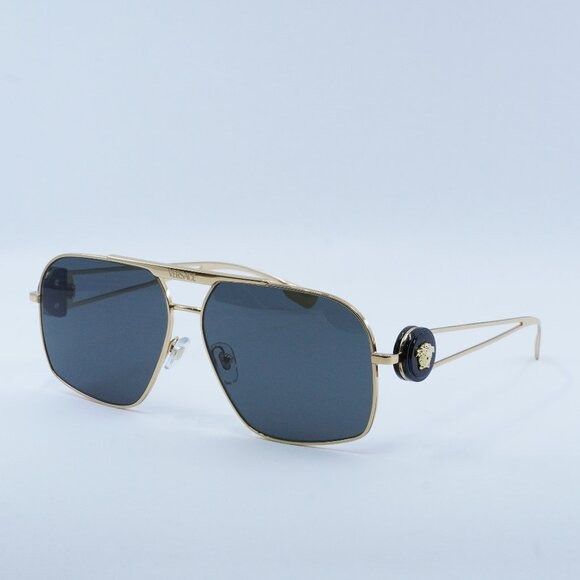 image of New Versace Ve2269 100287 Gold/dark Grey Sunglasses, Men's