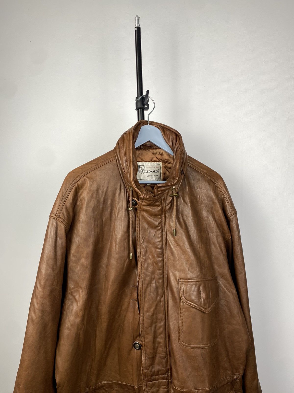 Japanese Brand × Leather Vintage Crazy Leonardo Japanese Real Leather Coat Jacket Size US L / EU 52-54 / 3 - 2 Thumbnail