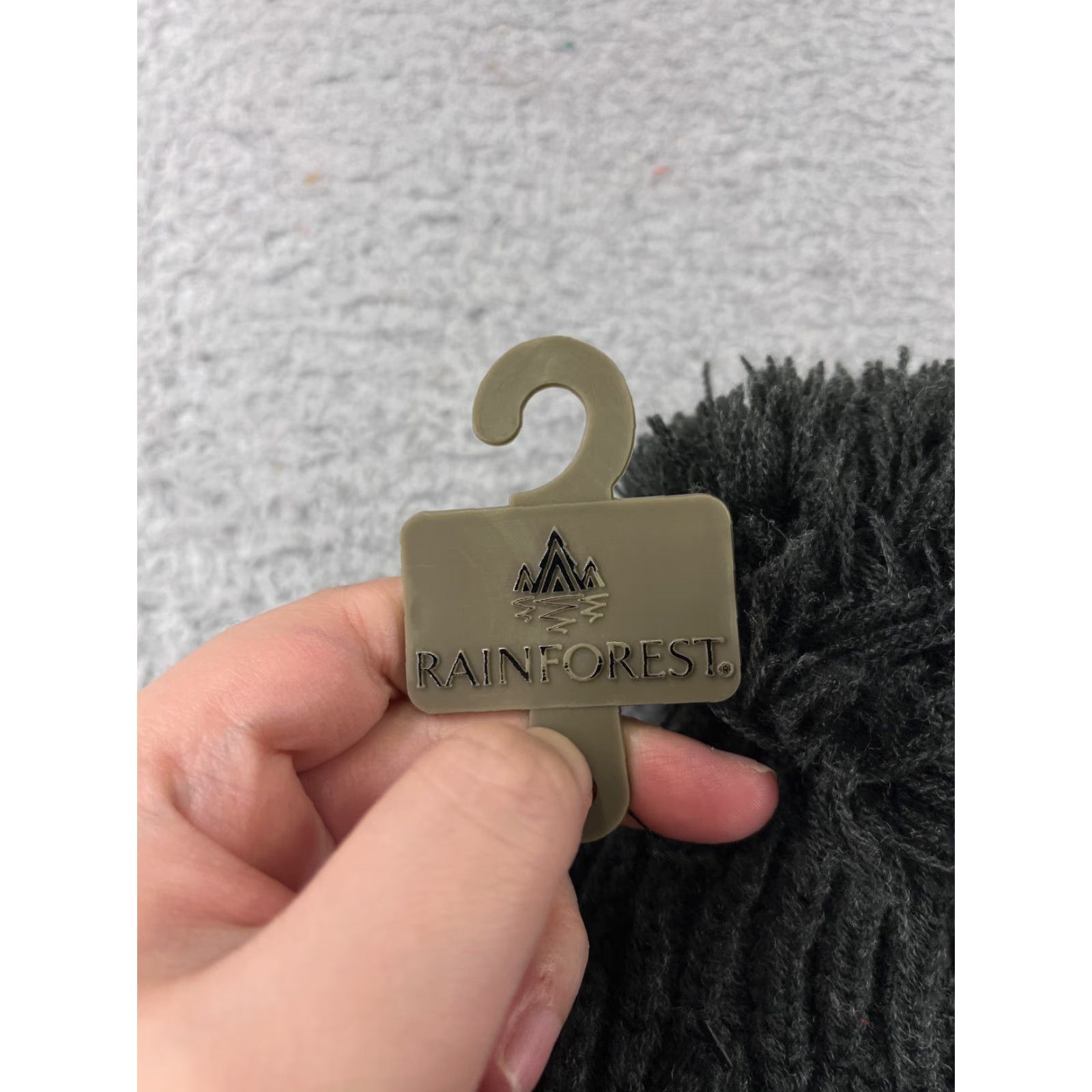 Vintage Rainforest Beanie Toque Adult One Size Gray Black Knit Acrylic Warm Ski Pom Hood/Beanie Size ONE SIZE - 5 Thumbnail