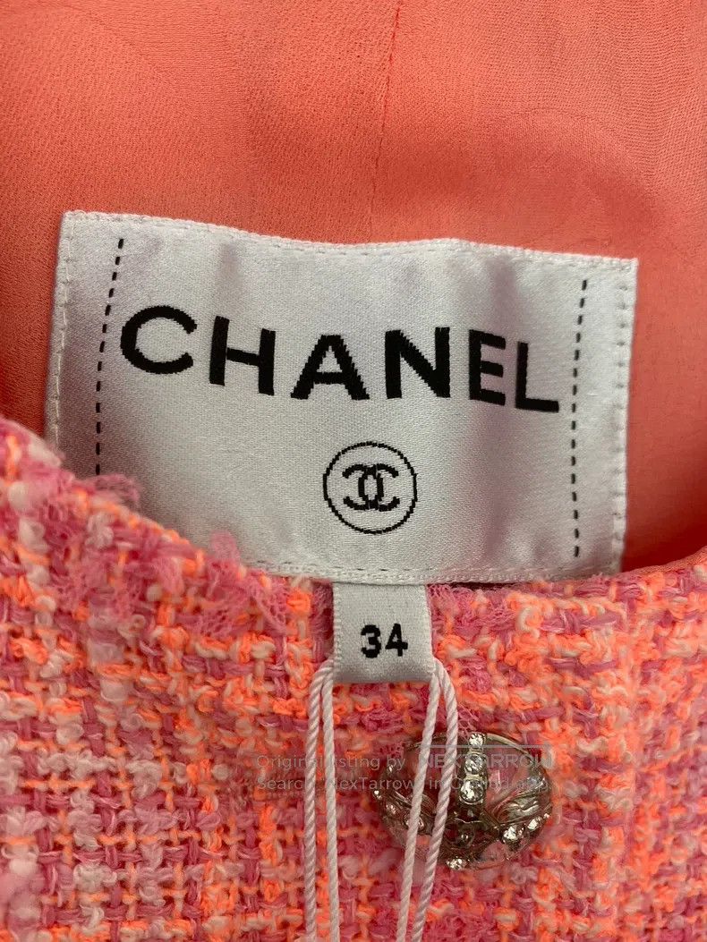 Chanel Chanel Pink orange tweed two-pocket round-neck jacket Size XS / US 0-2 / IT 36-38 - 3 Thumbnail
