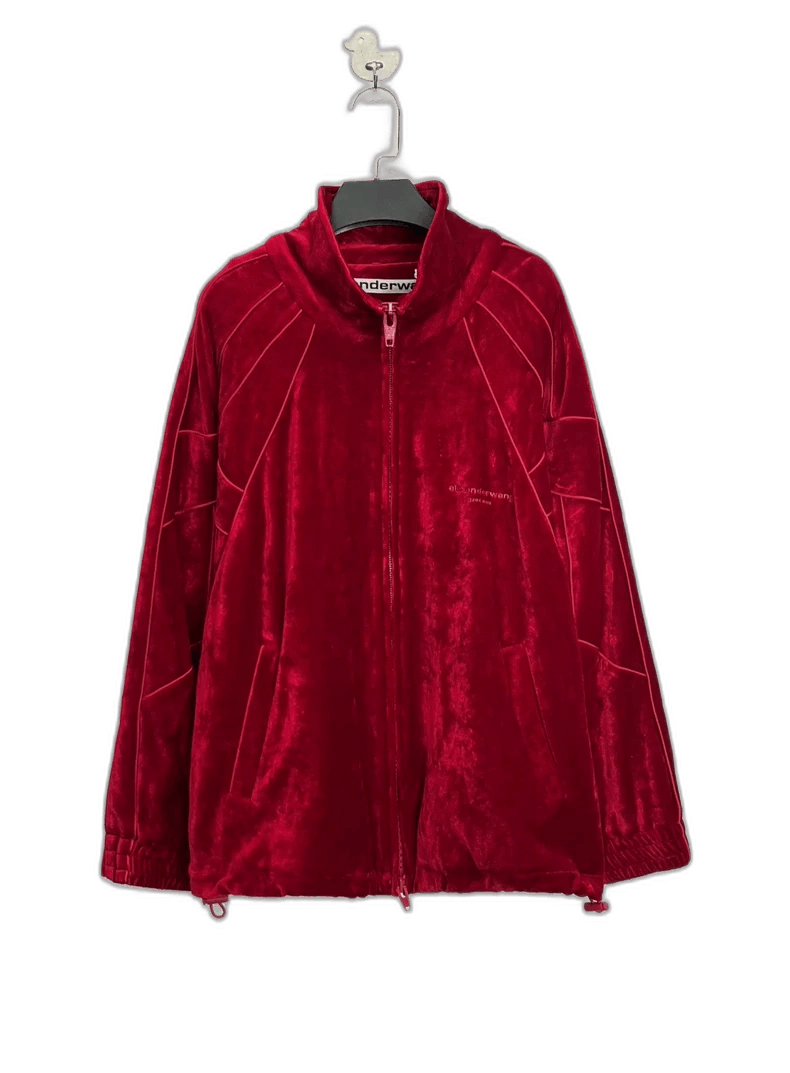 Alexander Wang Alexander Wang Red Velvet Logo Zip Jacket-yf Size US XXS / EU 40 - 1 Thumbnail