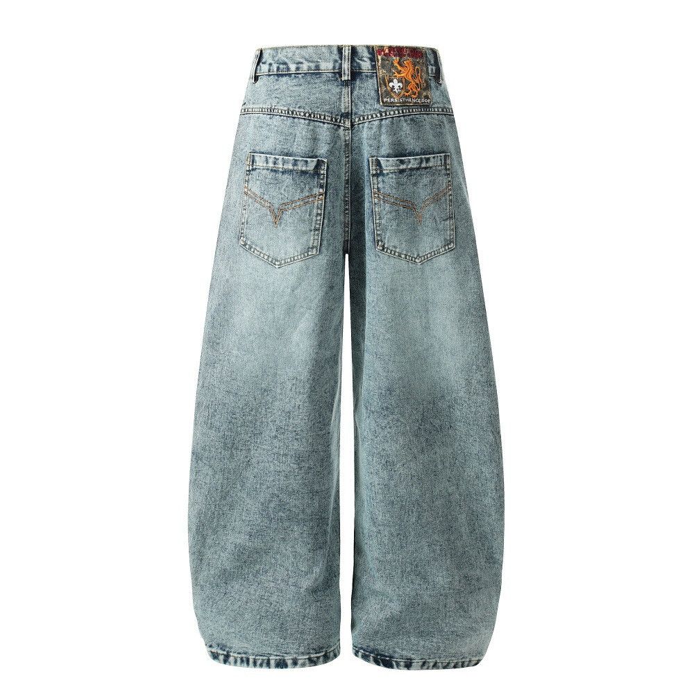 Vintage American retro washed distressed curved jeans Size US 32 / EU 48 - 2 Thumbnail