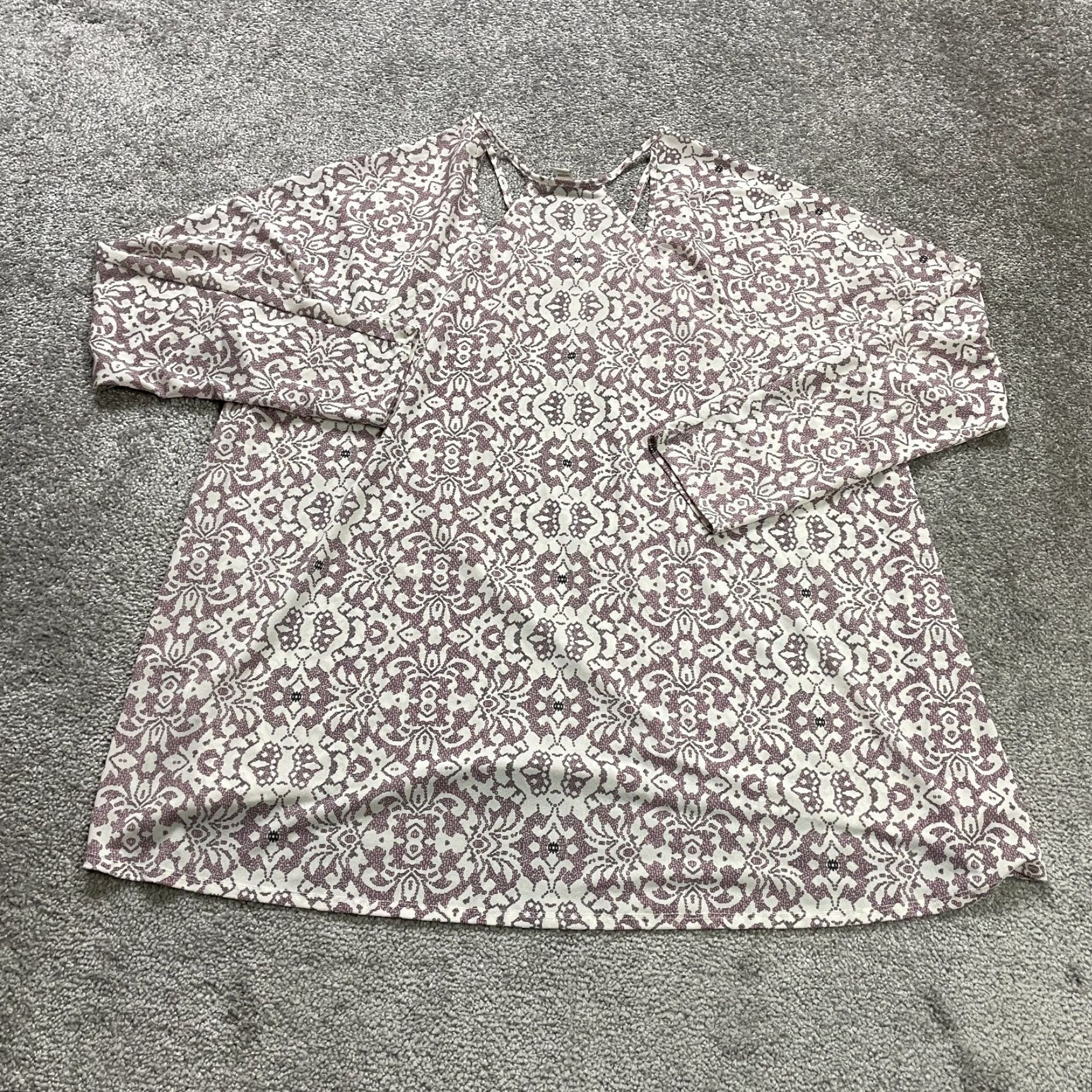 Vintage Cato Blouse Women 2XL Plus Pink Geometric Tunic Long Sleeve V-Neck Polyester Spandex Casual Travel Size XXL / US 16-18 / IT 52-54 - 2 Thumbnail