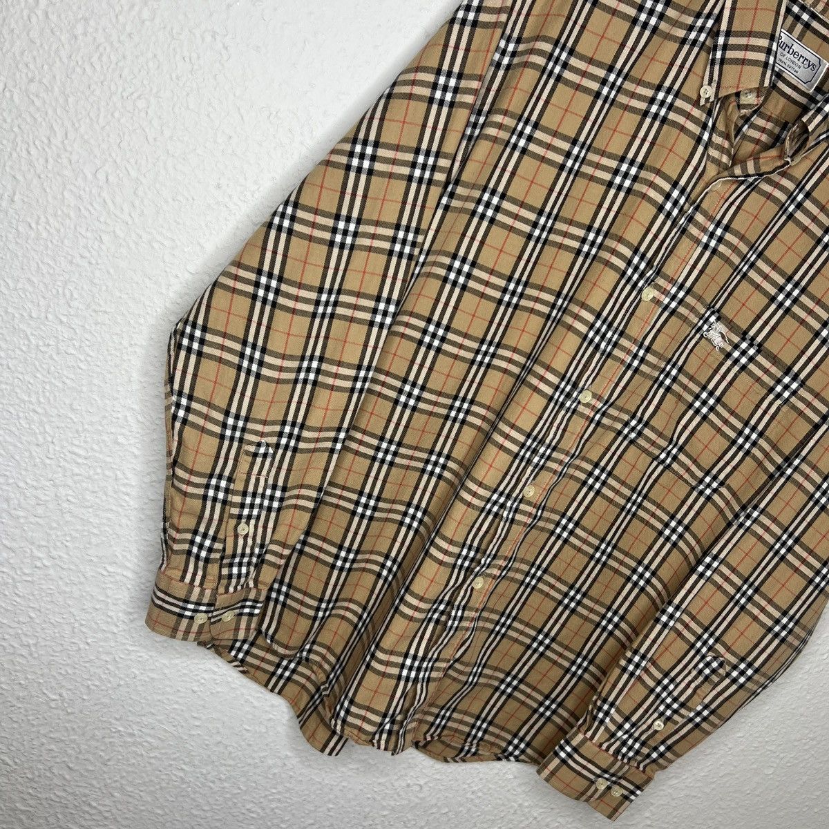 Burberry × Designer × Vintage Vintage Burberry Nova Check Beige Shirt Button Up Beige Size US M / EU 48-50 / 2 - 2 Thumbnail