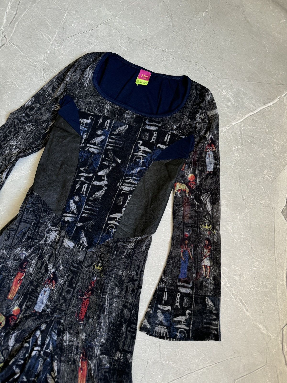 Jean Paul Gaultier Save The Queen Multicolor Mesh Flared Dress Cop Copine Vibe Size L / US 10 / IT 46 - 5 Thumbnail