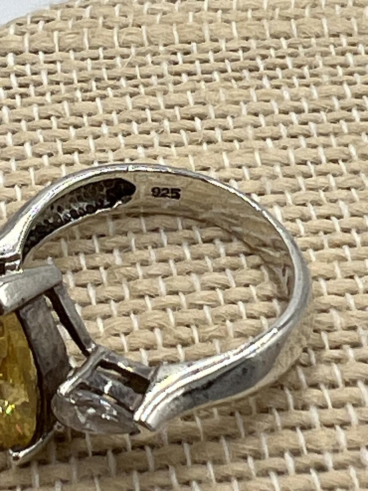 Other Nevada Silver Mines Sterling Silver Citrine & White CZ Ring Size ONE SIZE - 5 Thumbnail