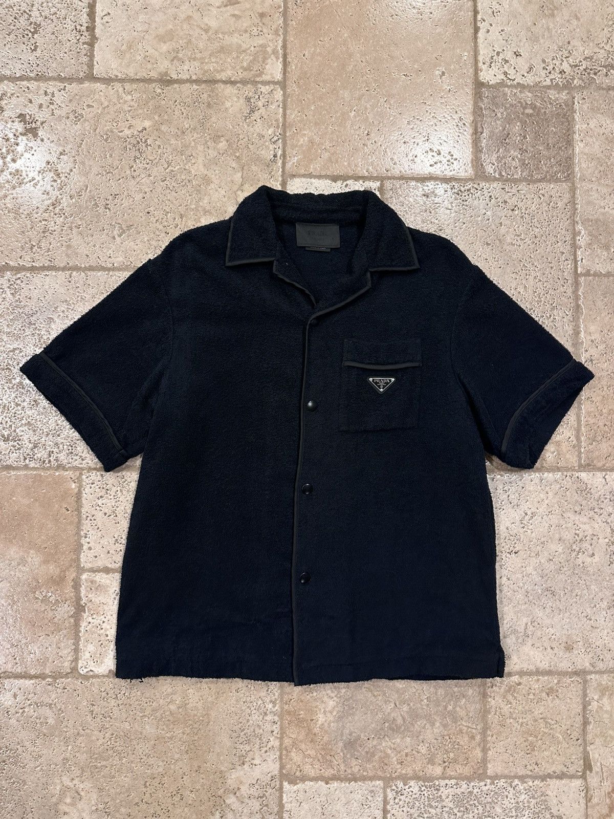Prada Prada Spugna Terry Towel Dark Navy Bowling Button Up Shirt Size US M / EU 48-50 / 2 - 3 Thumbnail