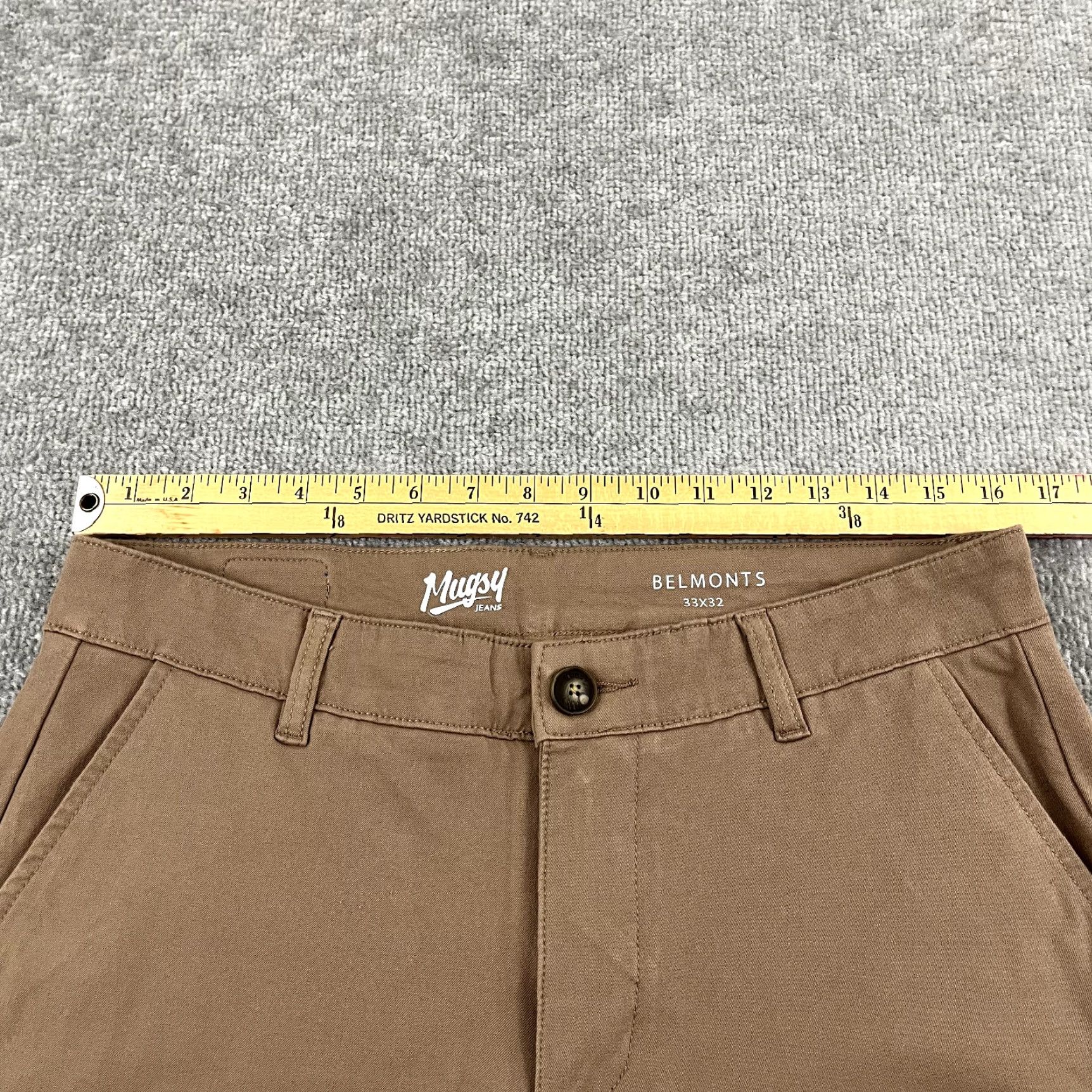 Vintage MUSGY Pants Mens 33 x 32 Belmonts Chino Brown Straight Stretch Career Office Size US 33 - 4 Thumbnail