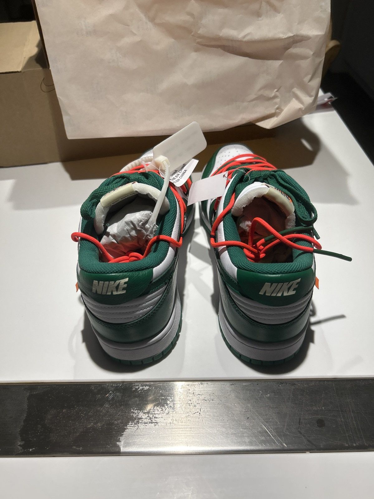 Nike × Off-White × Virgil Abloh Nike dunk low Off-White white/pine green Size US 11.5 / EU 44-45 - 4 Thumbnail