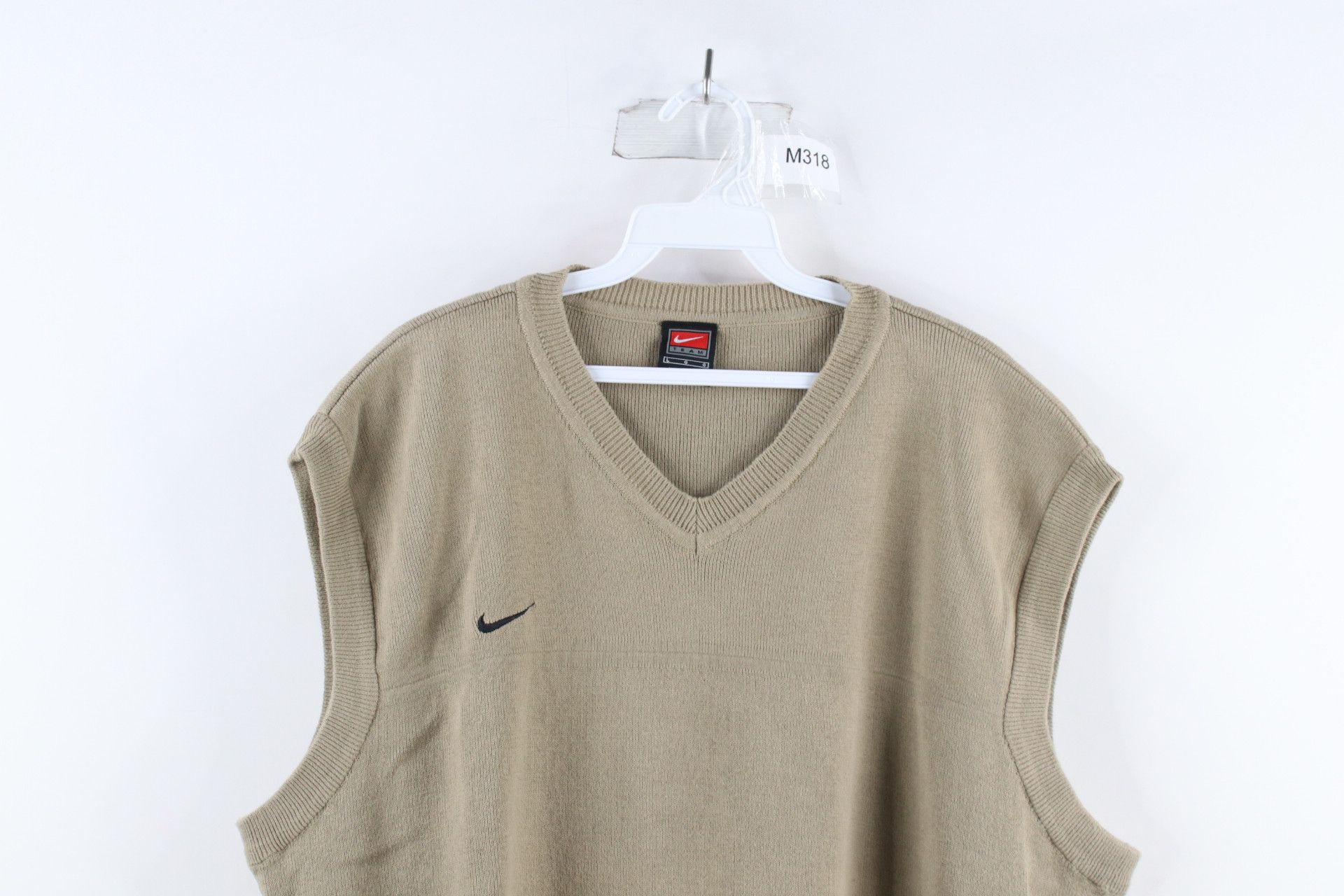 Nike × Vintage Vintage Nike Scott Mini Swoosh Knit Sweater Vest Beige Size US L / EU 52-54 / 3 - 2 Thumbnail