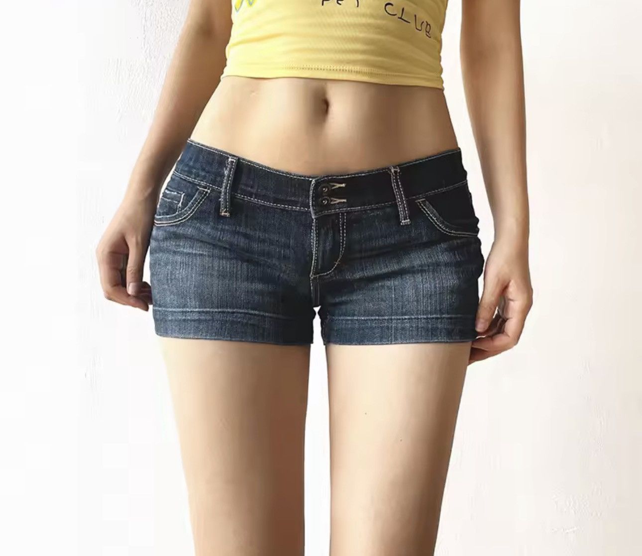 Vintage Y2k Mini Jeans Shorts 2000s Style Size 27" / US 4 / IT 40 - 4 Thumbnail