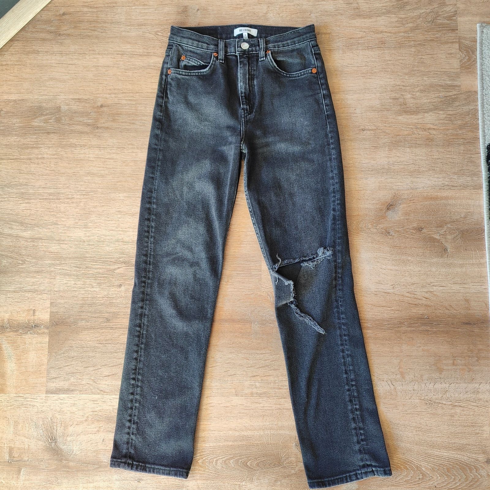 RE/DONE Re/Done Originals 70s Straight Jeans Womens 25 Washed Noir Size 25" / US 0 / IT 36 - 1 Thumbnail