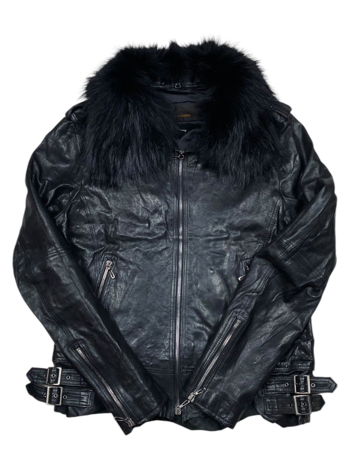 2000s Tete Homme - Fur Collar Leather Jacket