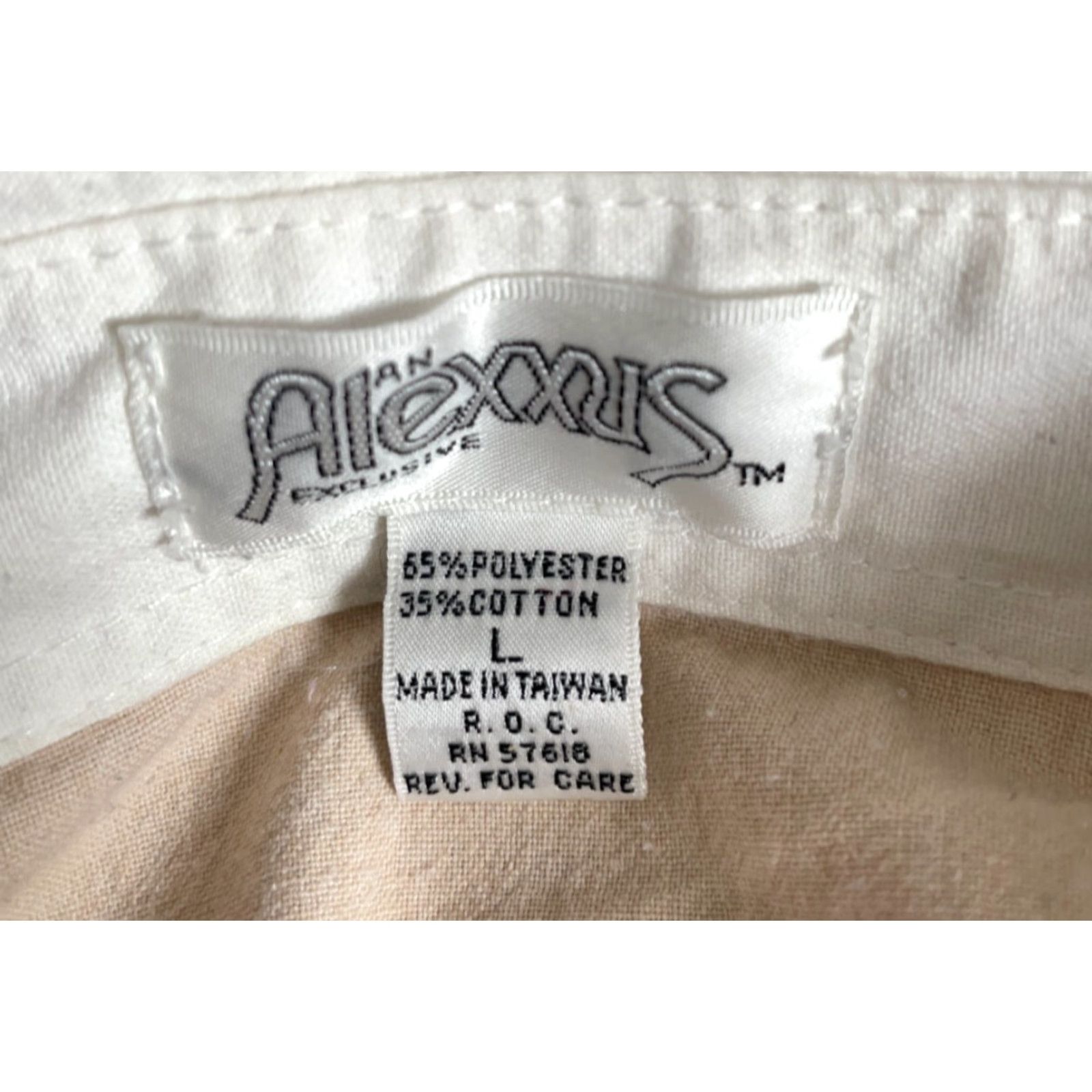Vintage VINTAGE Alexxus Polo Shirt Long Sleeve Beig e White 80s 90s Dad Hipster Retro - Men Large Casual Polo Shirt Womens? Size US L / EU 52-54 / 3 - 3 Thumbnail