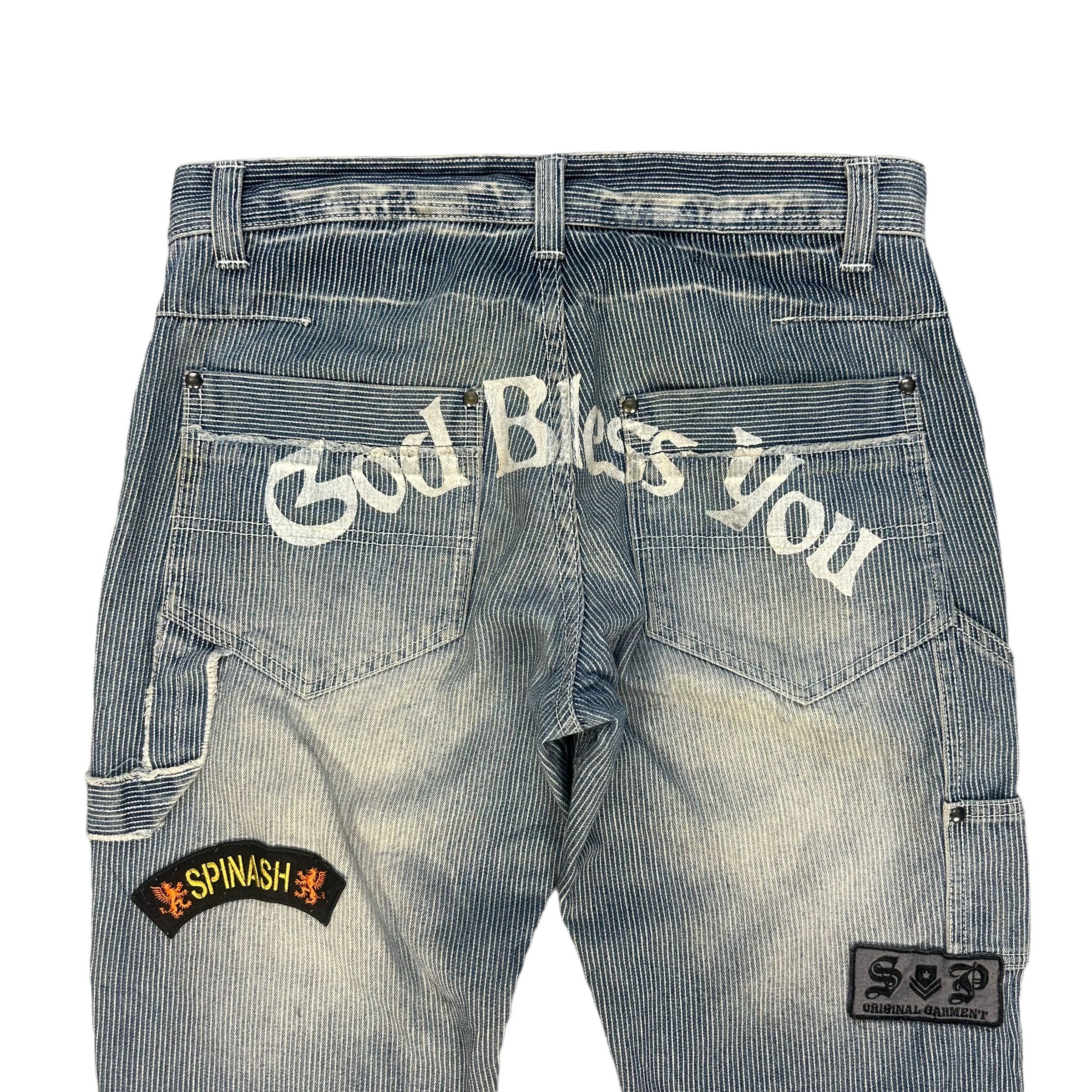 Japanese Brand GOD BLESS YOU PATCHES STRIPED CARPENTER PANT #8861-032 Size US 31 - 2 Thumbnail