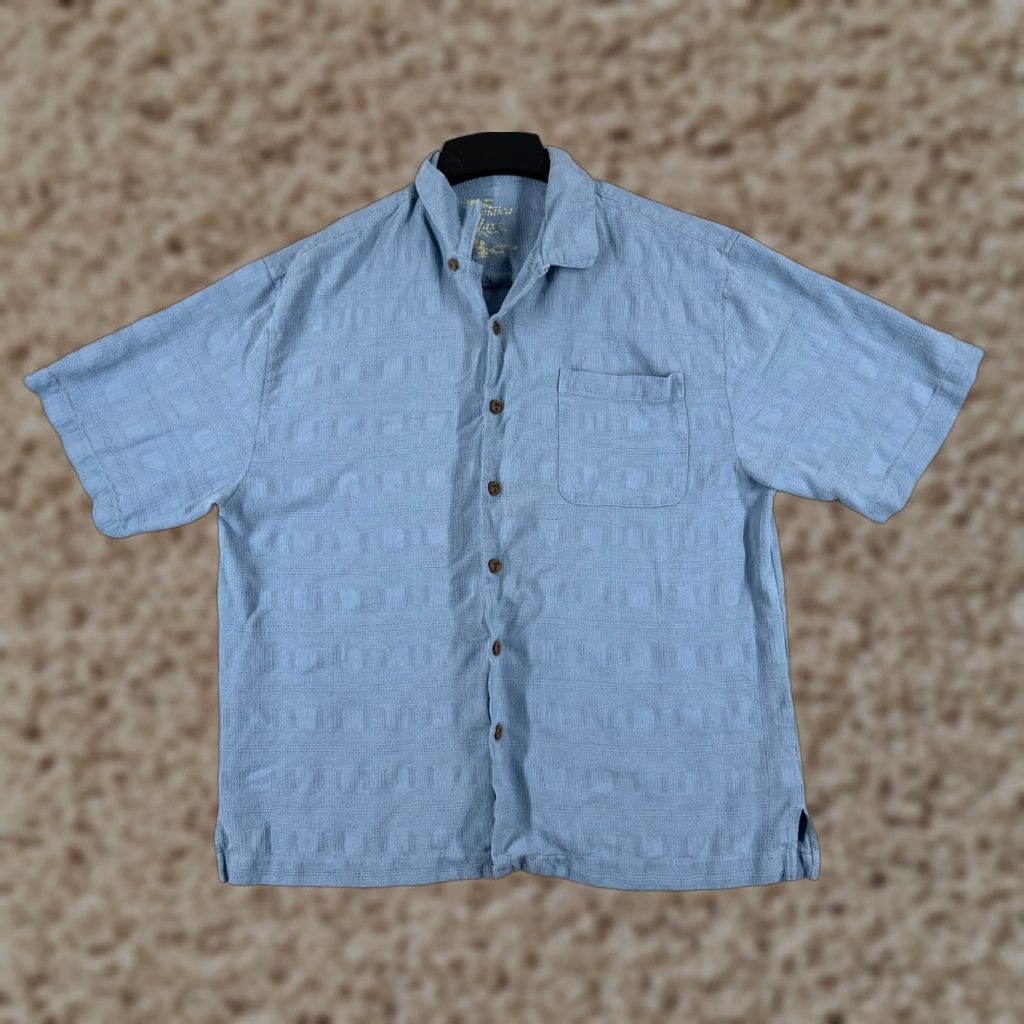 Vintage VINTAGE Jamaica Jaxx Shirt Men L Blue Silk Button-Up Hawaiian Beach Size US L / EU 52-54 / 3 - 1 Thumbnail