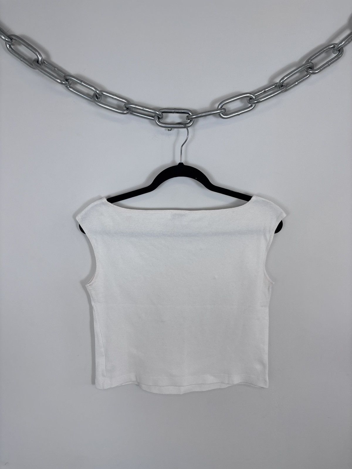 Armani Vintage Armani Jeans Women’s White Crop Top Tank Top Size L / US 10 / IT 46 - 13 Thumbnail