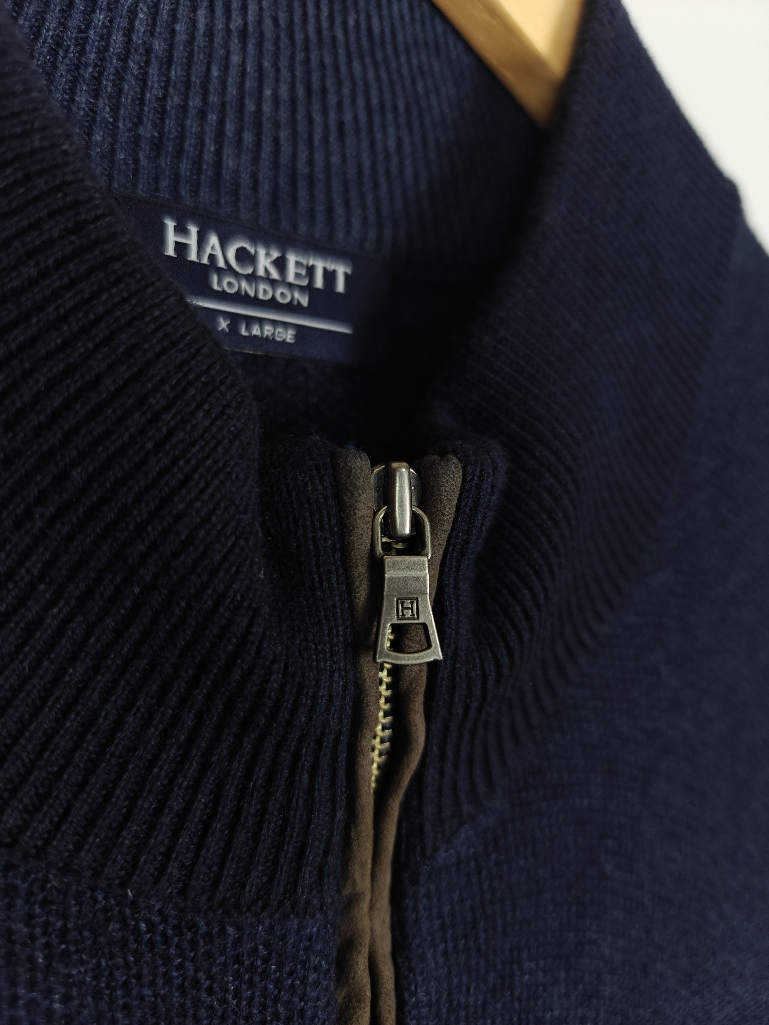 Hackett Hackett London Wool Zip Sweater Pullover Honeycomb XL Size US XL / EU 56 / 4 - 6 Thumbnail