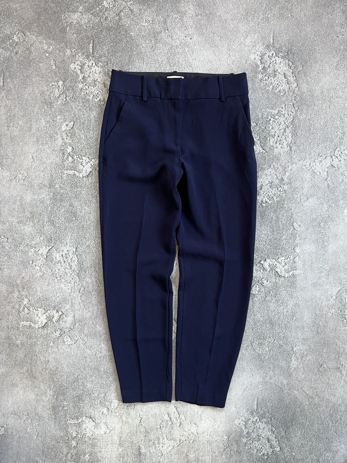 Sezane Sezane Trousers Navy Acetate Skinny Leg Dress Pants Size 36 Size 25" / US 0 / IT 36 - 1 Thumbnail