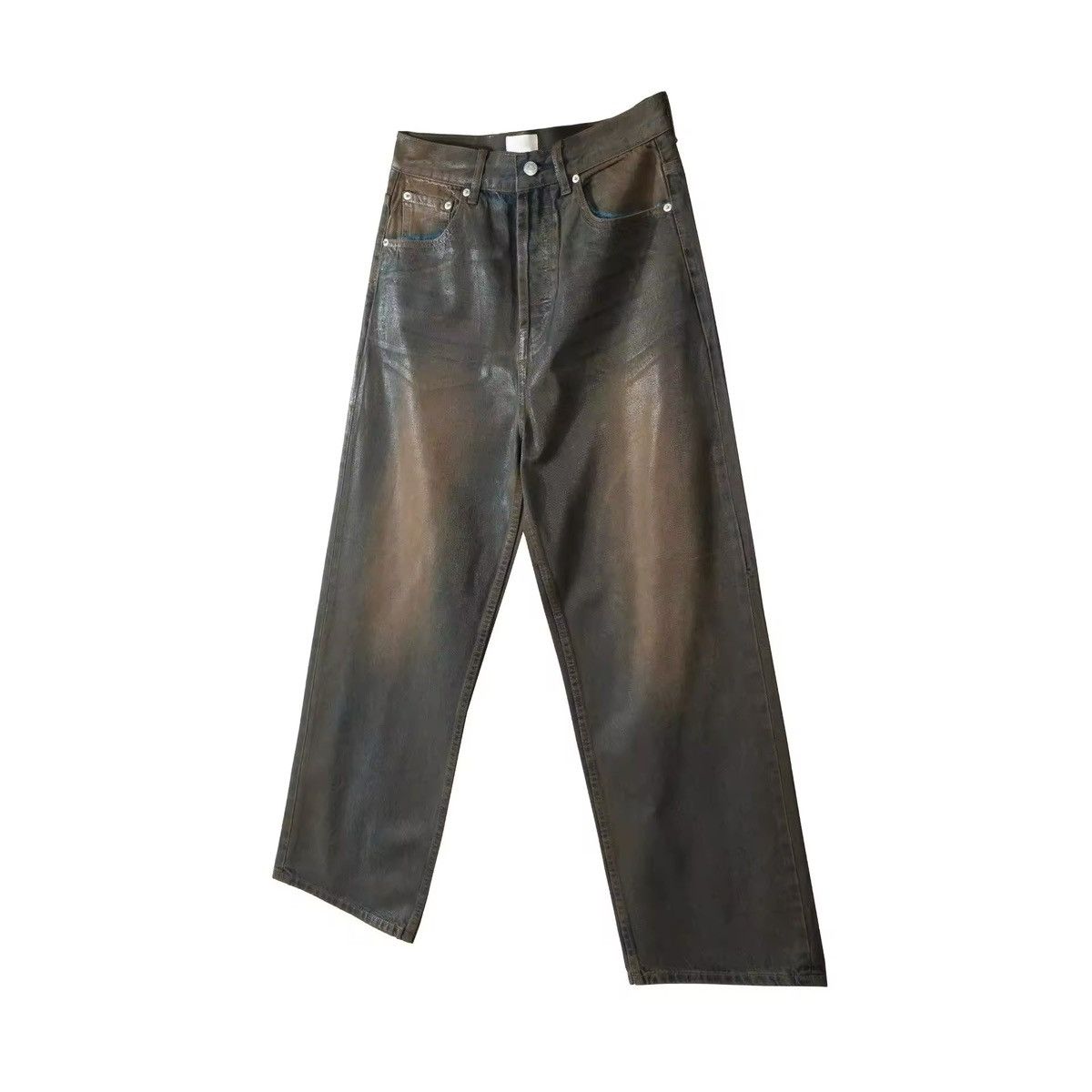 Vintage Oil Wax Distressed Mud Coated Brown Design Jeans Size US 31 - 9 Thumbnail