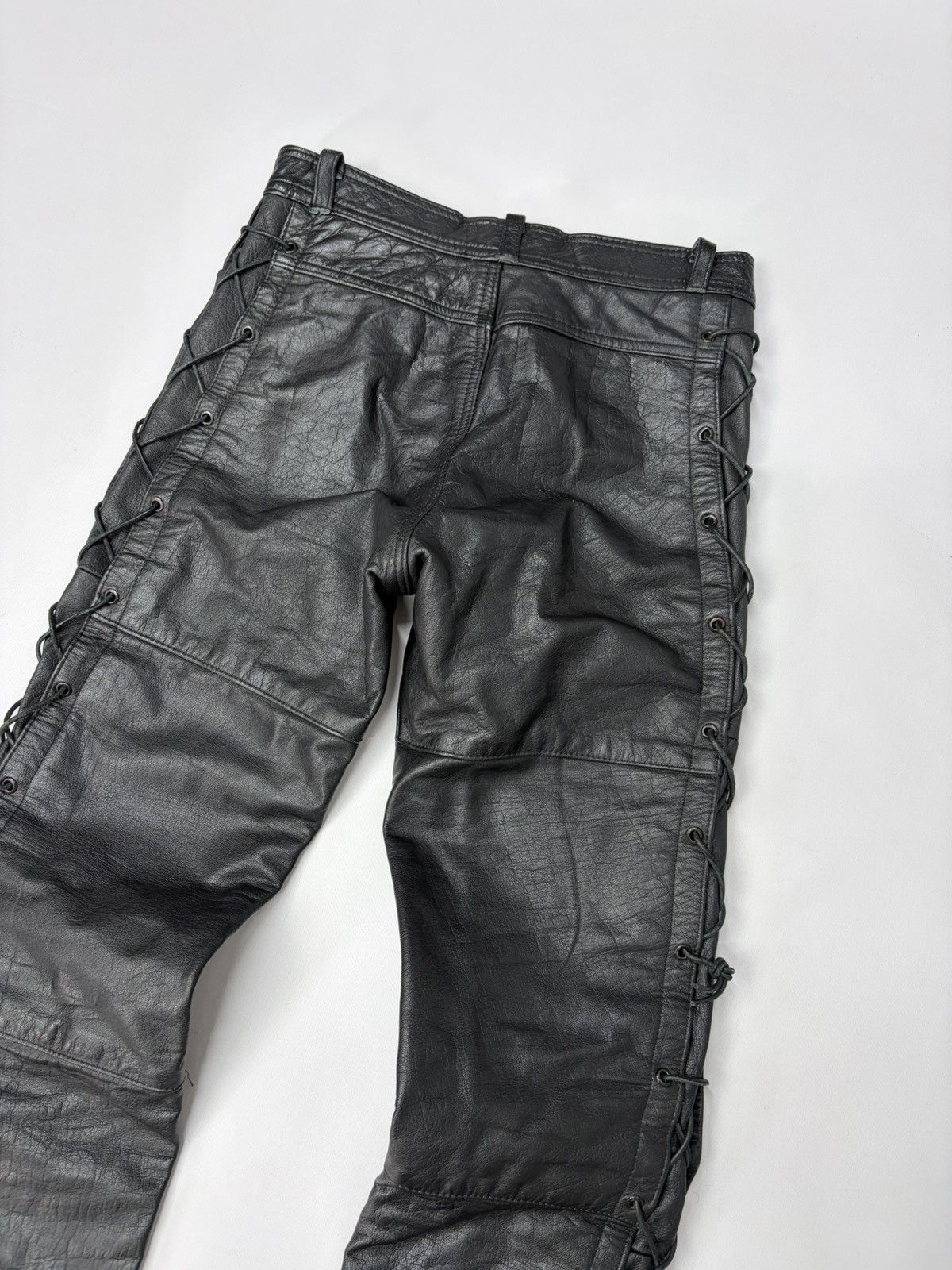 Hedi Slimane 🔥 Vintage Leather Pants 00s Italian Rock Noir Archive Grunge Size US 29 - 4 Thumbnail